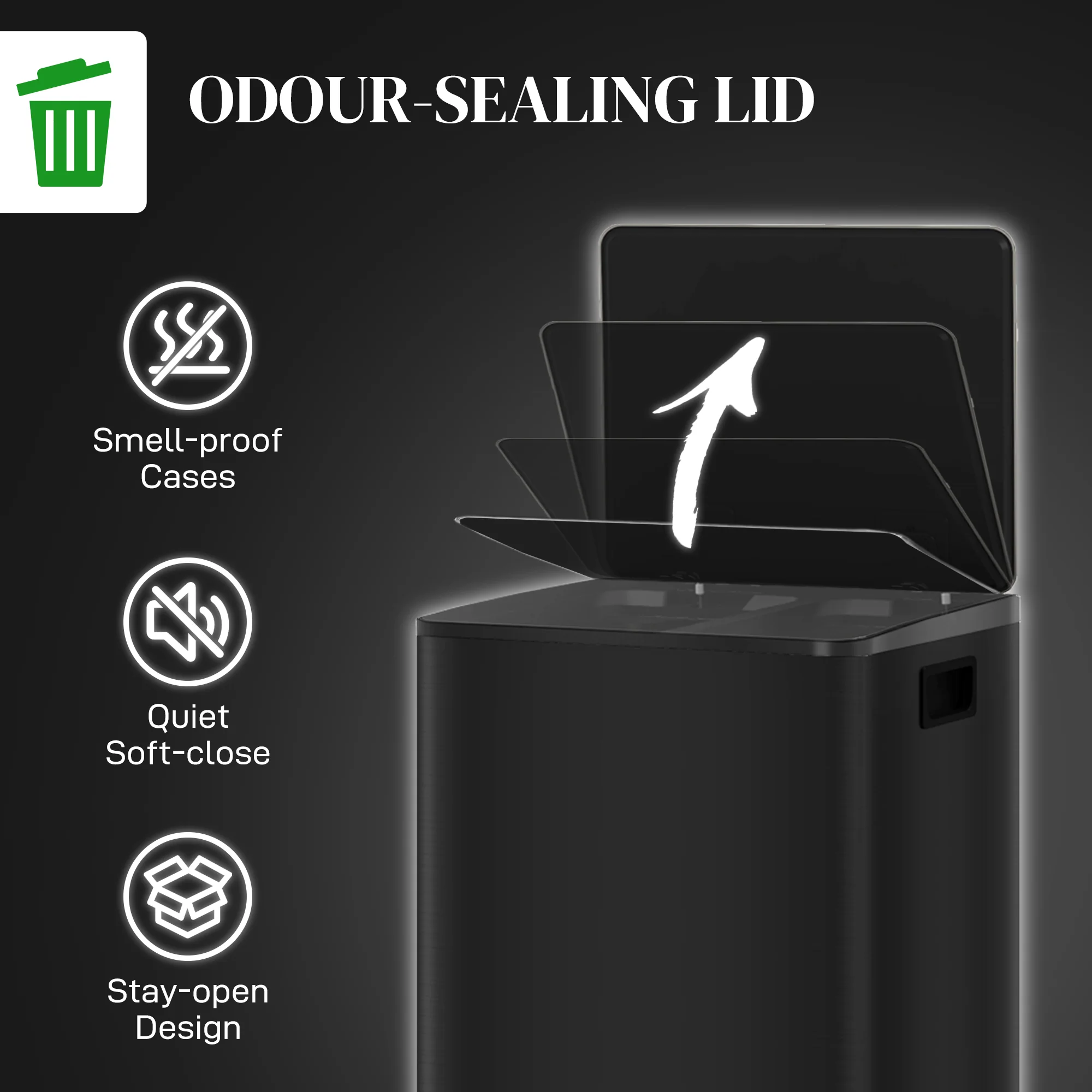 HOMCOM 2 X 25L Double Kitchen Bin, Pedal Bin With Soft-Close Lid - Image 6
