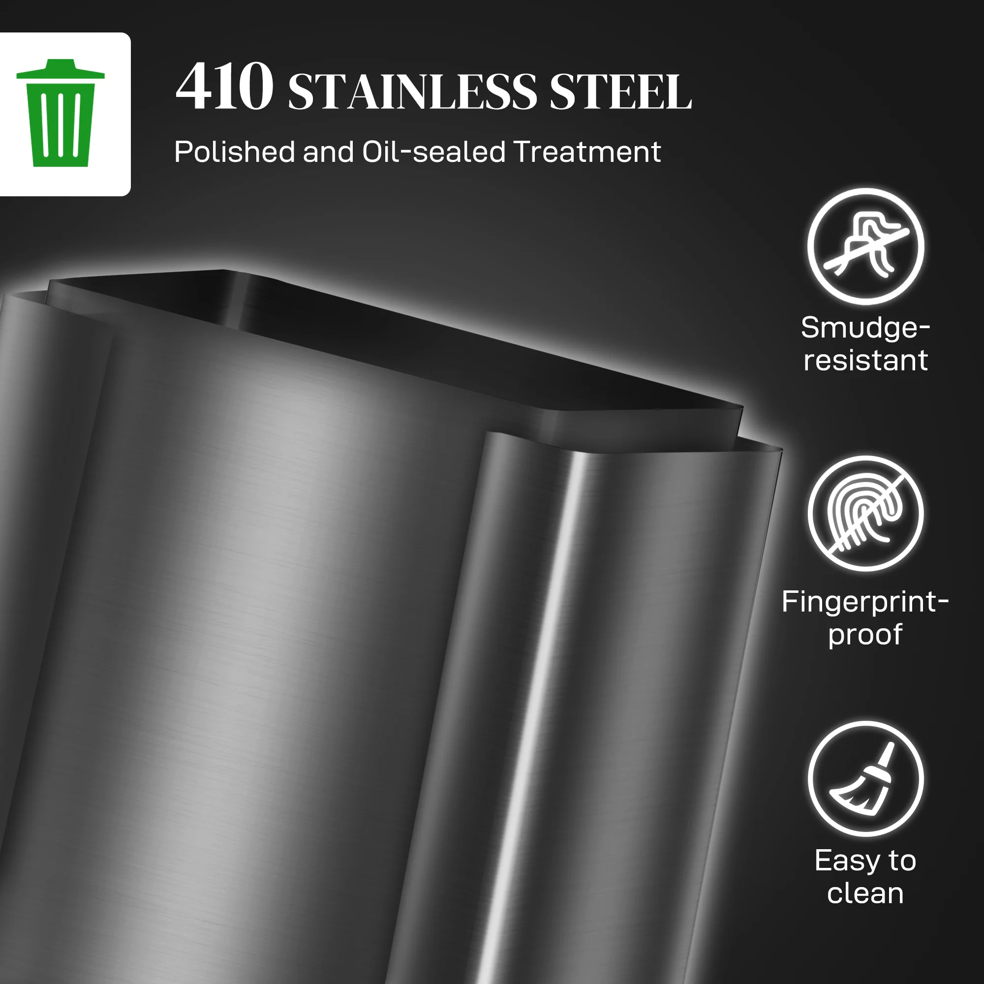 HOMCOM 2 x 30L Double Kitchen Bin, Pedal Bin with Soft-Close Lid, Black - Image 4