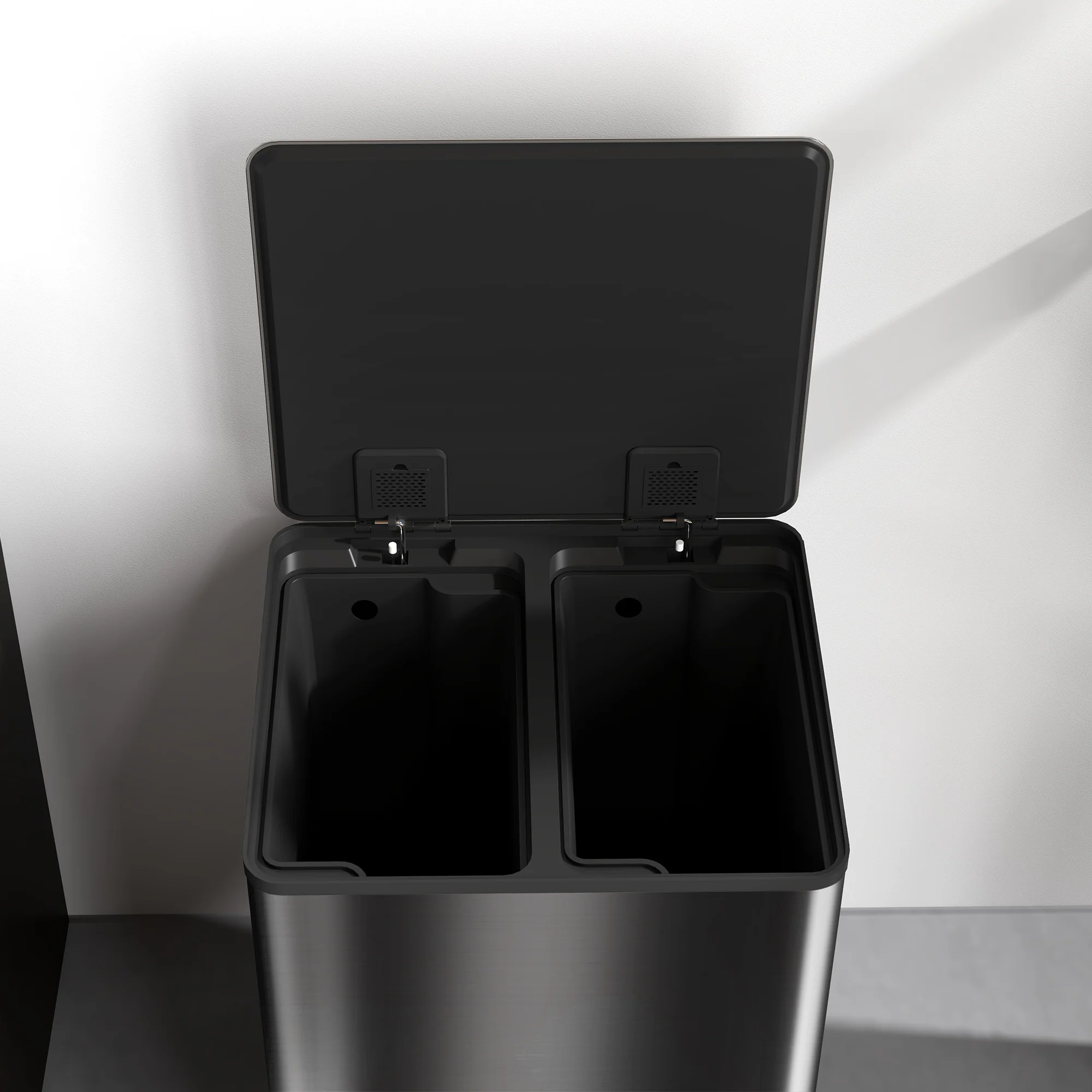 HOMCOM 2 x 30L Double Kitchen Bin, Pedal Bin with Soft-Close Lid, Black - Image 9