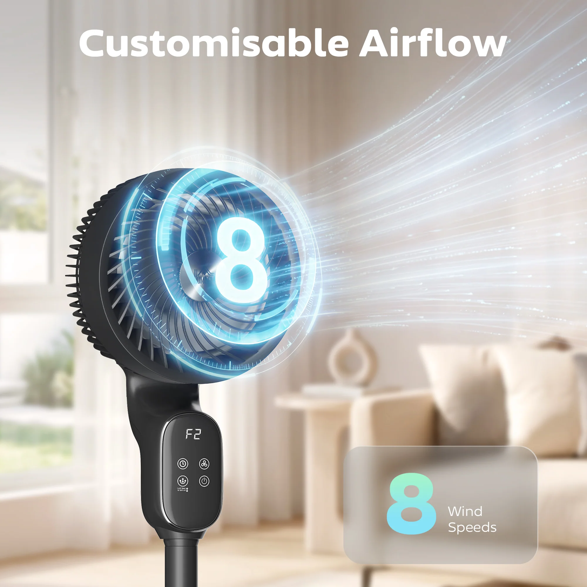 HOMCOM 20 DB Standing Fan For Bedroom, Pedestal Fan With Oscillating - Image 6