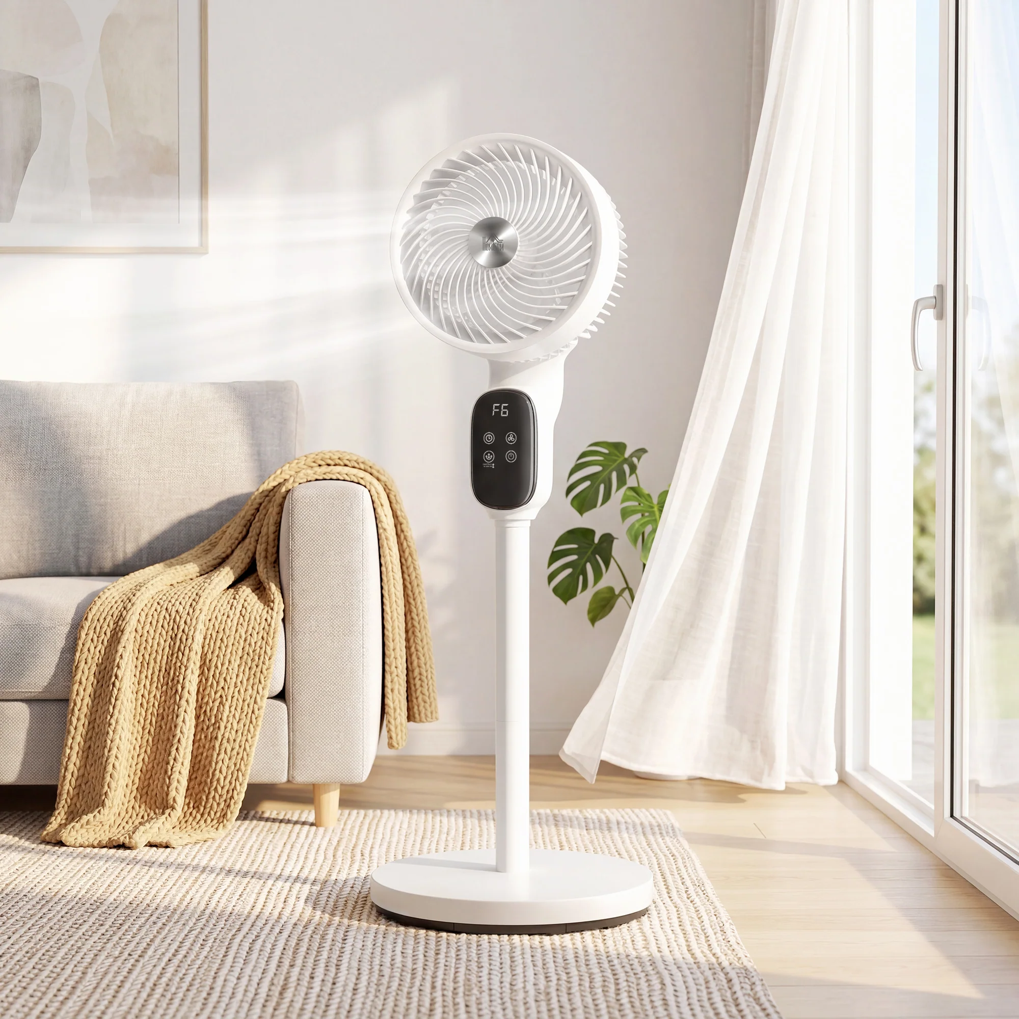 HOMCOM 20 DB Standing Fan For Bedroom, Pedestal Fan With Oscillating - Image 2