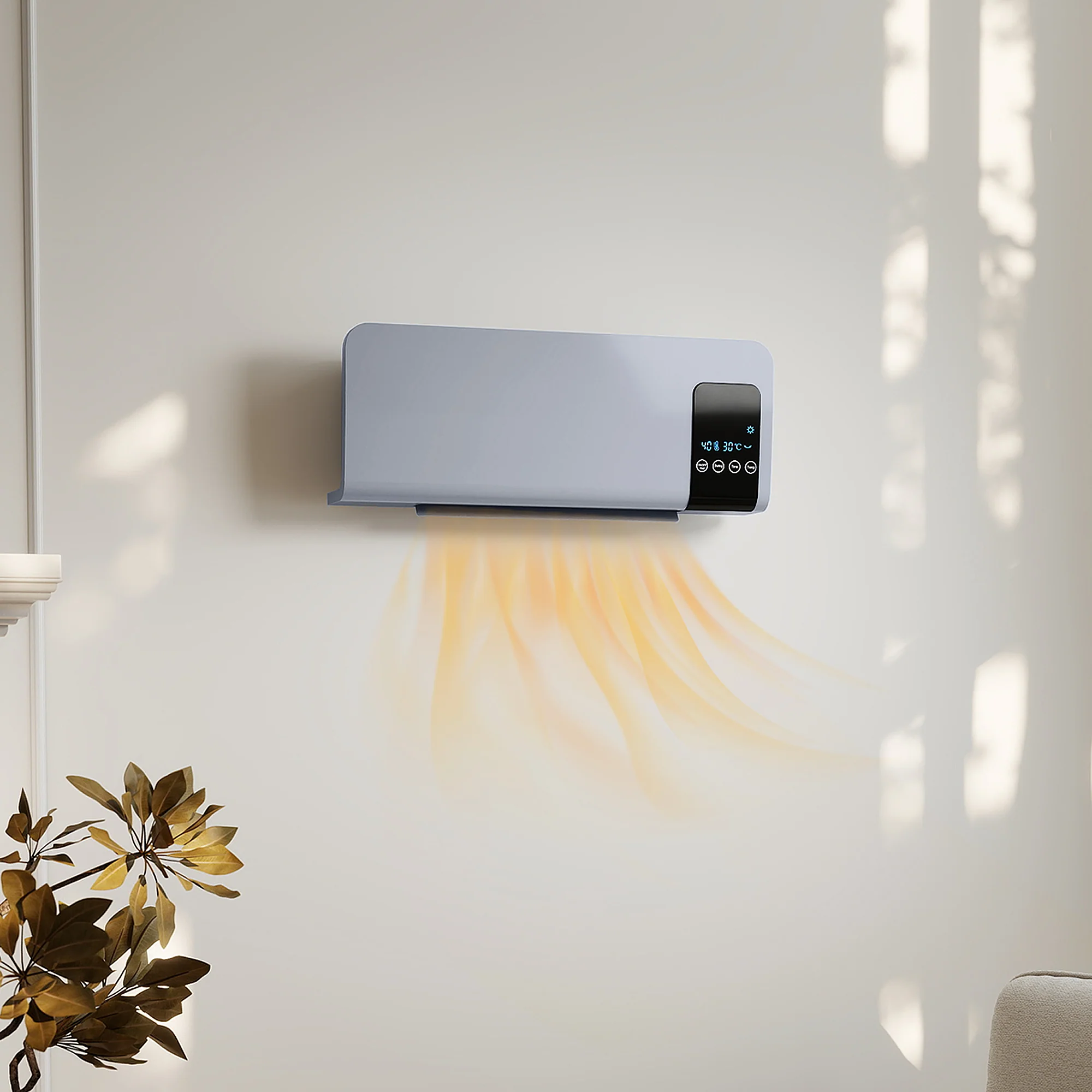 HOMCOM 2000W Wall Mounted Ceramic Heater With Remote Control For Home, Grey - Image 2