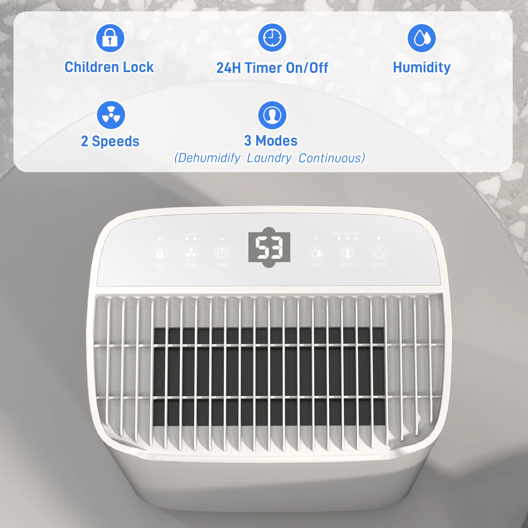 HOMCOM 20L/Day Dehumidifier For Home Damp, With 24H Timer, White - Image 6