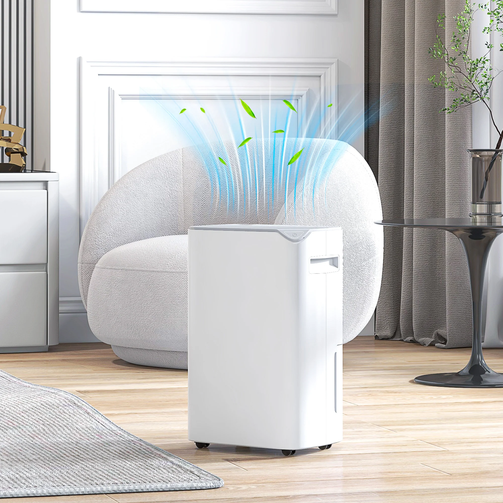 HOMCOM 20L/Day Small Dehumidifier For Home Damp Laundry, With 24H Timer - Image 3