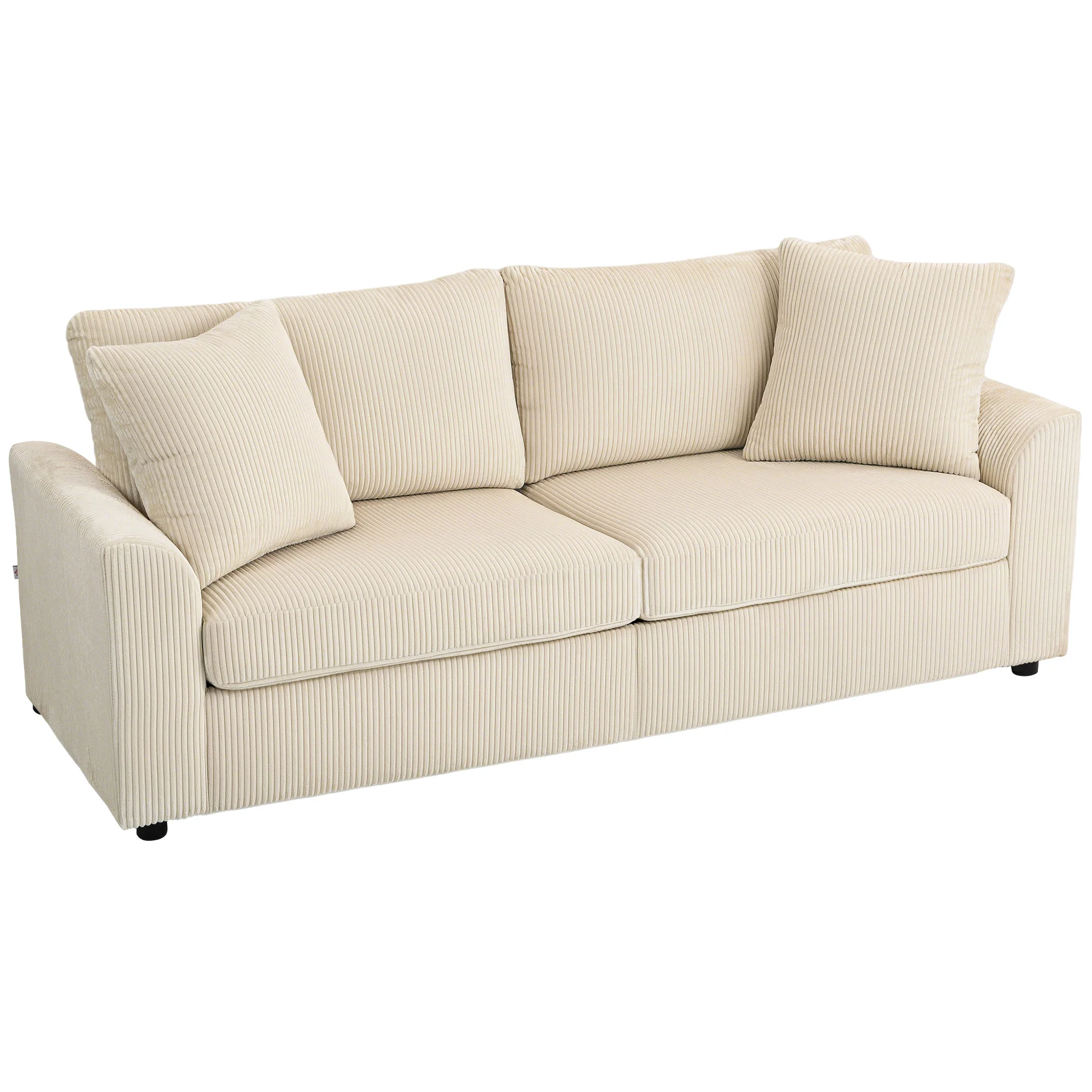 HOMCOM 212 Cm Upholstered Jumbo Cord Sofa Couch With Spring Cushion - Image 10