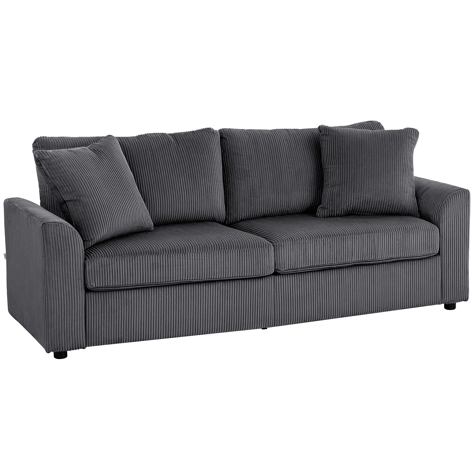 HOMCOM 212 Cm Upholstered Jumbo Cord Sofa Couch With Spring Cushion - Image 19