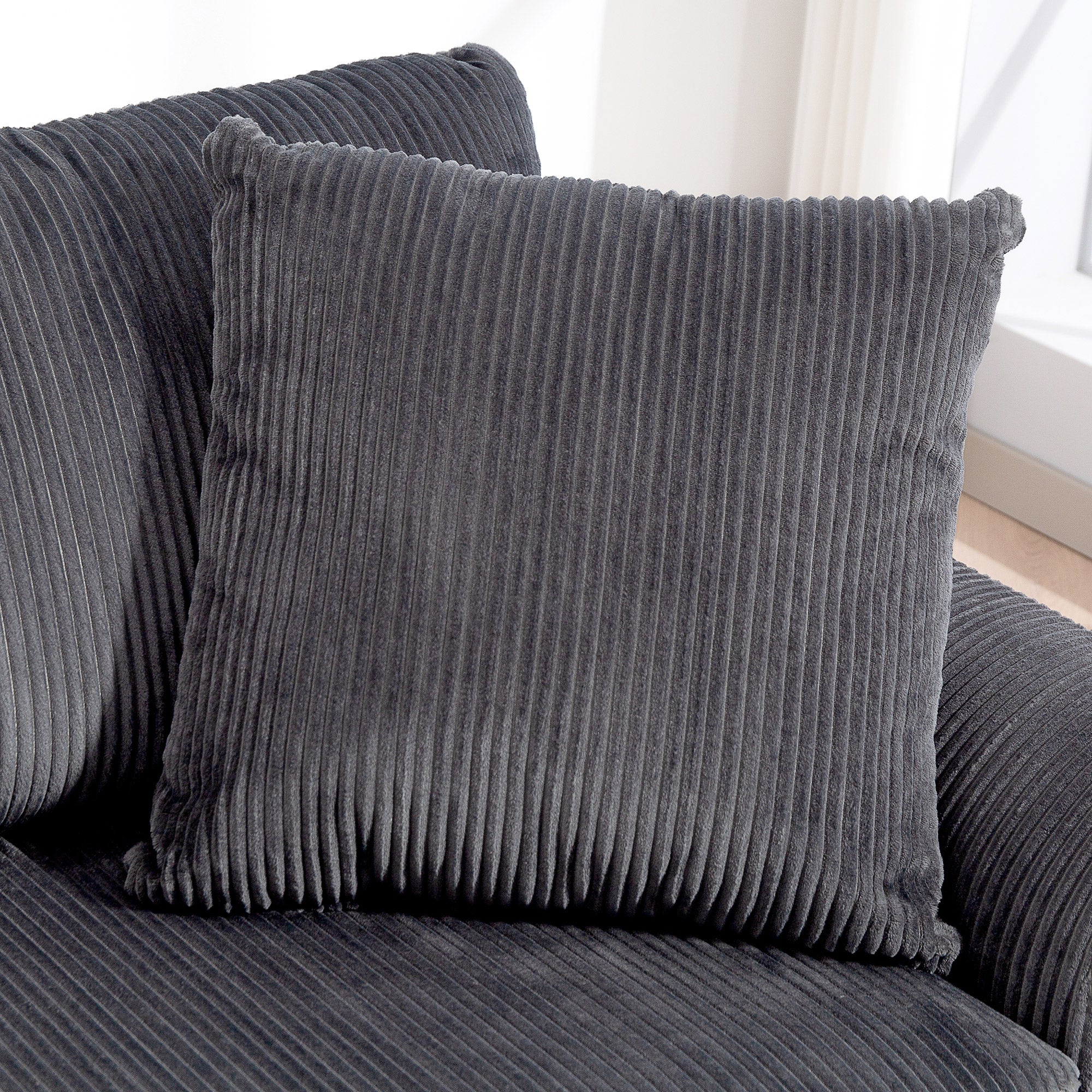 HOMCOM 212 Cm Upholstered Jumbo Cord Sofa Couch With Spring Cushion - Image 27