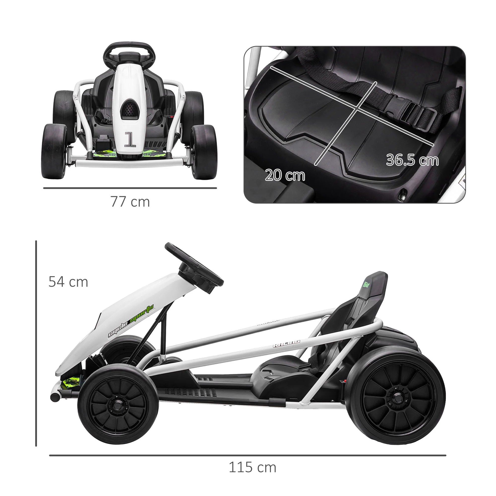 HOMCOM 24V Electric Go Kart for Kids with Music, Horn Honking, Slow Start - Image 5