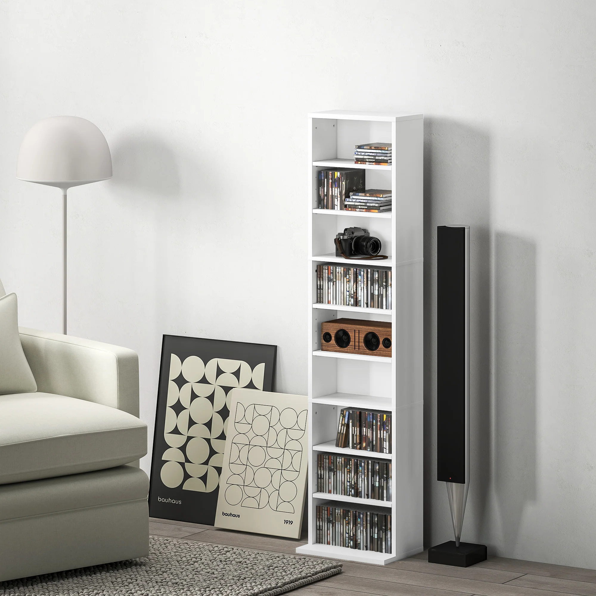 HOMCOM 260 CD Storage Unit 120 DVD Storage Tower with 9 Compartments - Image 20
