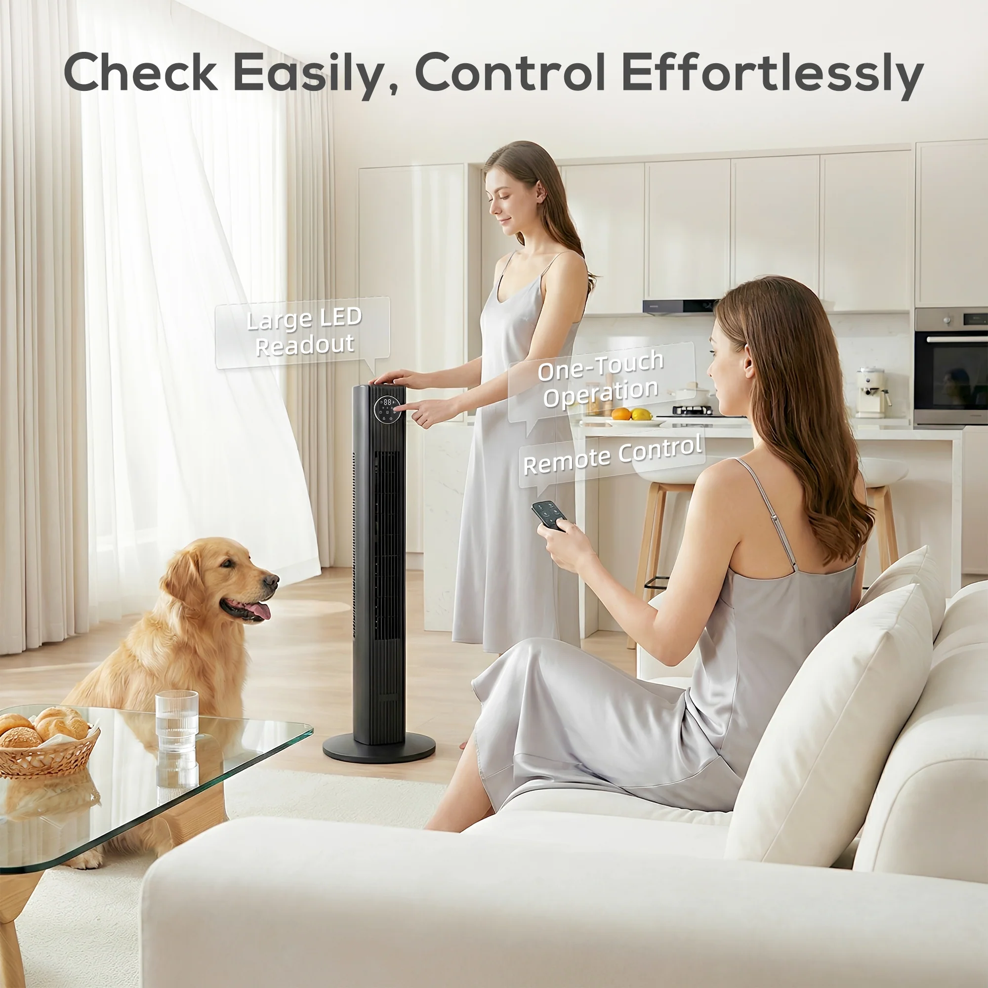 HOMCOM 28dB Tower Fan For Bedroom, 26 Ft/s Velocity Standing Fan, Black - Image 8