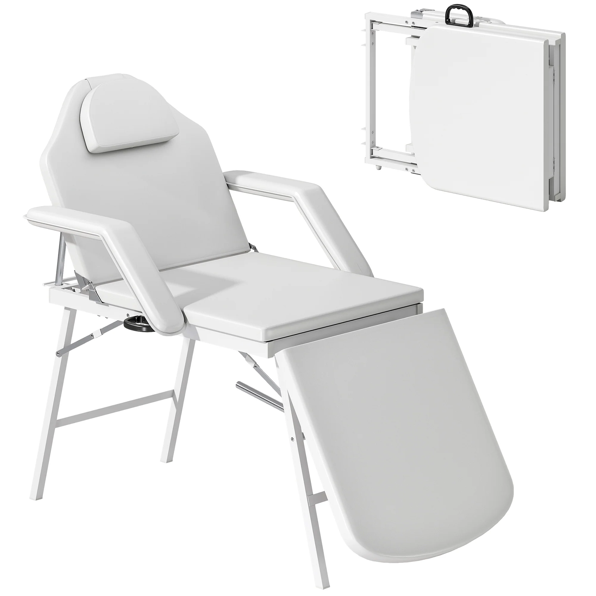 HOMCOM 3 Section Adjustable Massage Table, Beauty Bed For Spa, Lash, - Image 10