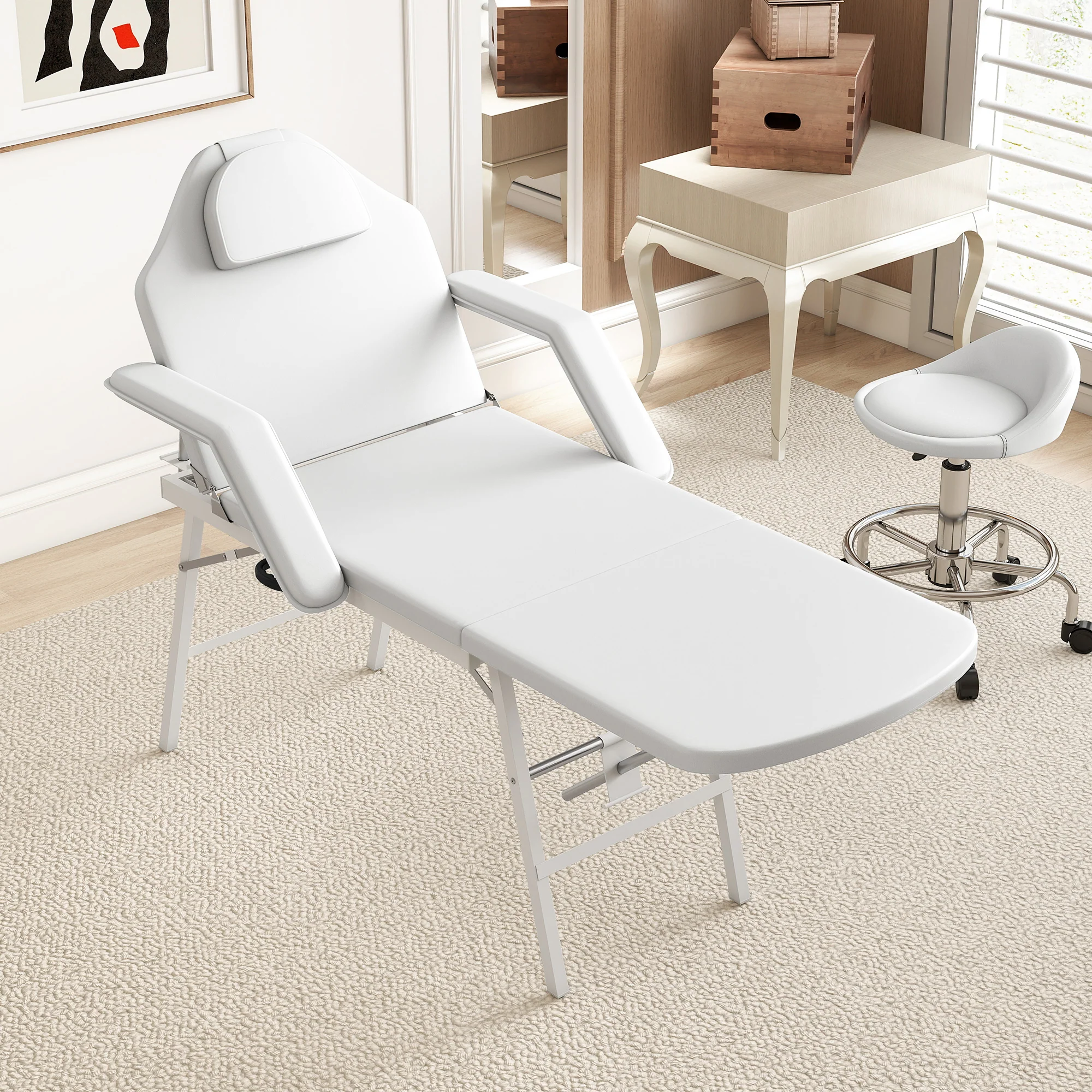 HOMCOM 3 Section Adjustable Massage Table, Beauty Bed For Spa, Lash, - Image 17