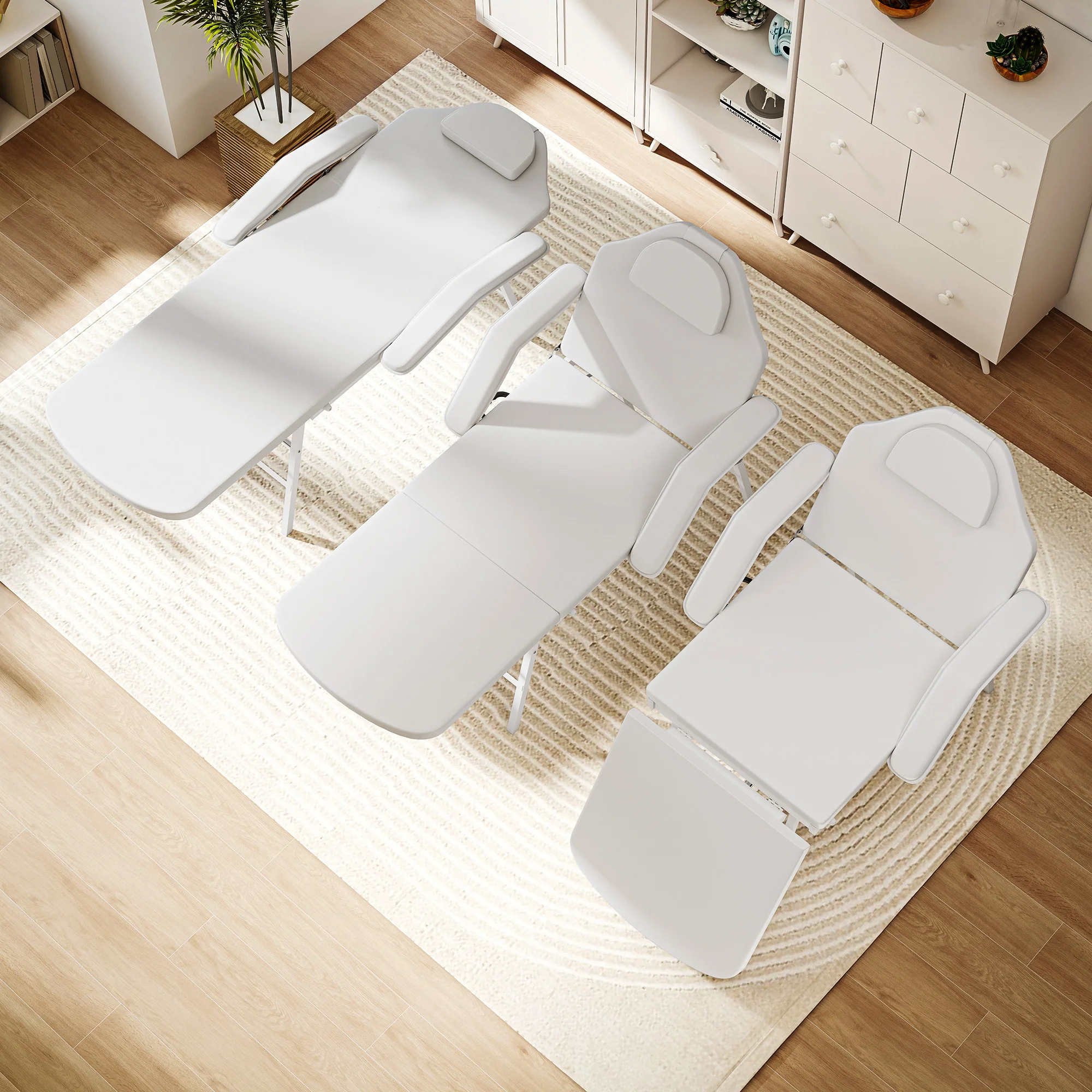 HOMCOM 3 Section Adjustable Massage Table, Beauty Bed For Spa, Lash, - Image 18