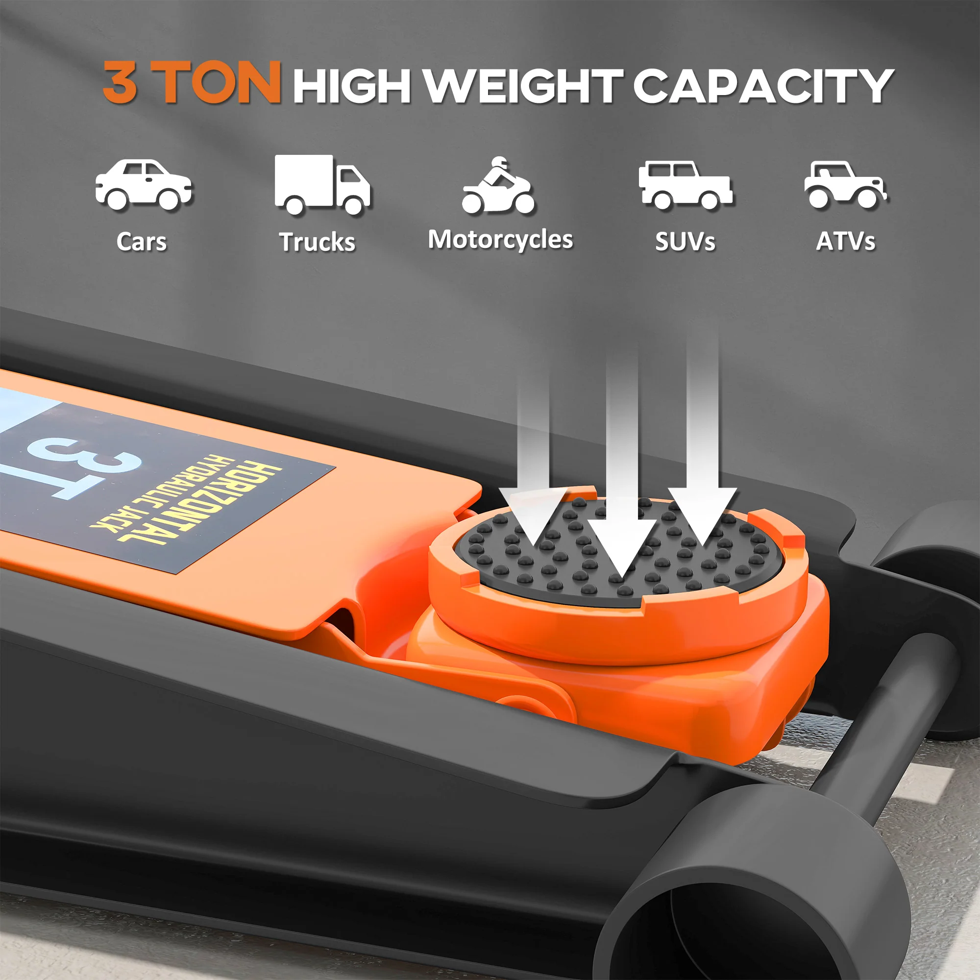 HOMCOM 3 Ton Low Profile Floor Jack, 7.5-50.5 cm Hydraulic Car Trolley Jack - Image 4