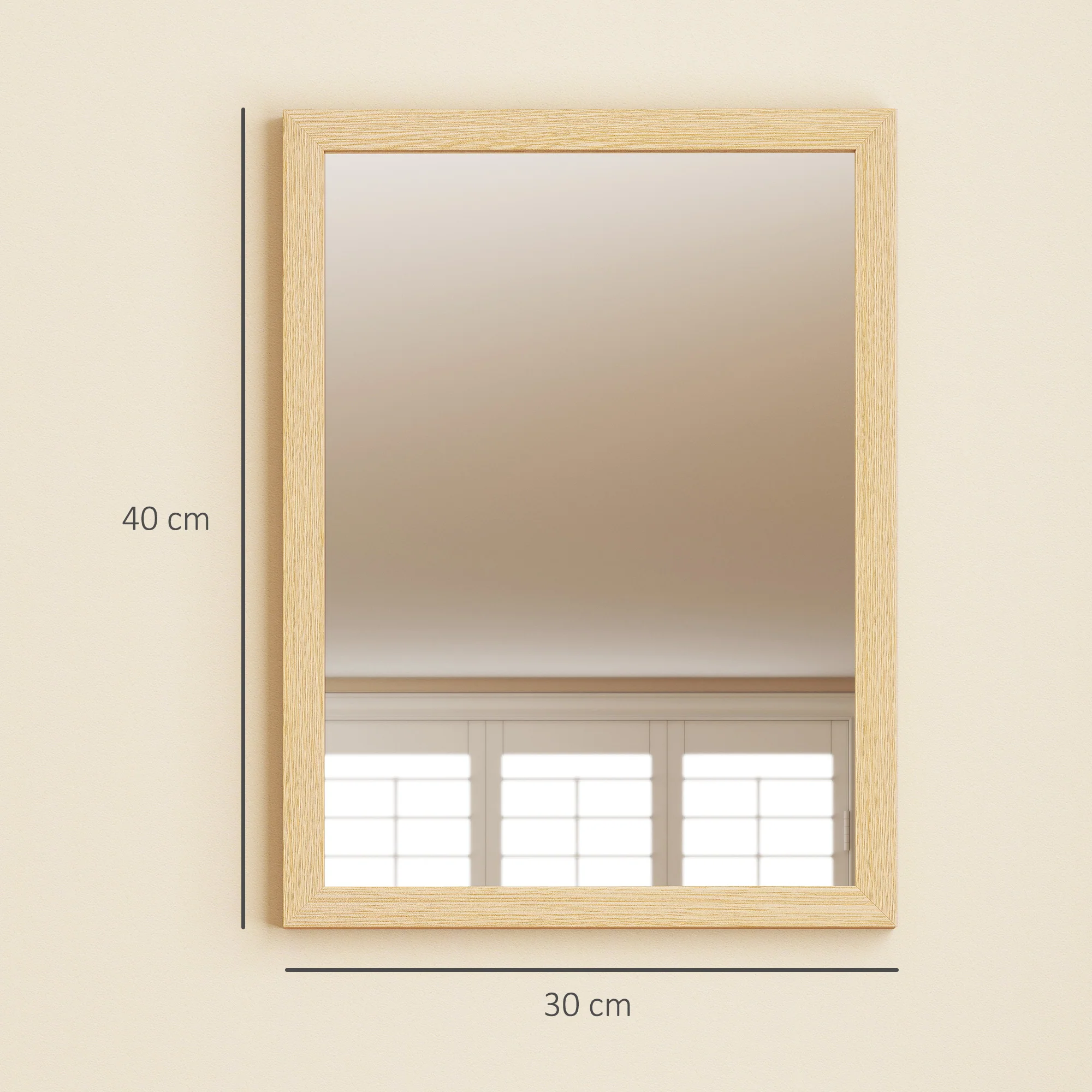 HOMCOM 30 x 40 cm Wall Bathroom Mirror, Vanity Mirror, Set of 2, Natural - Image 5