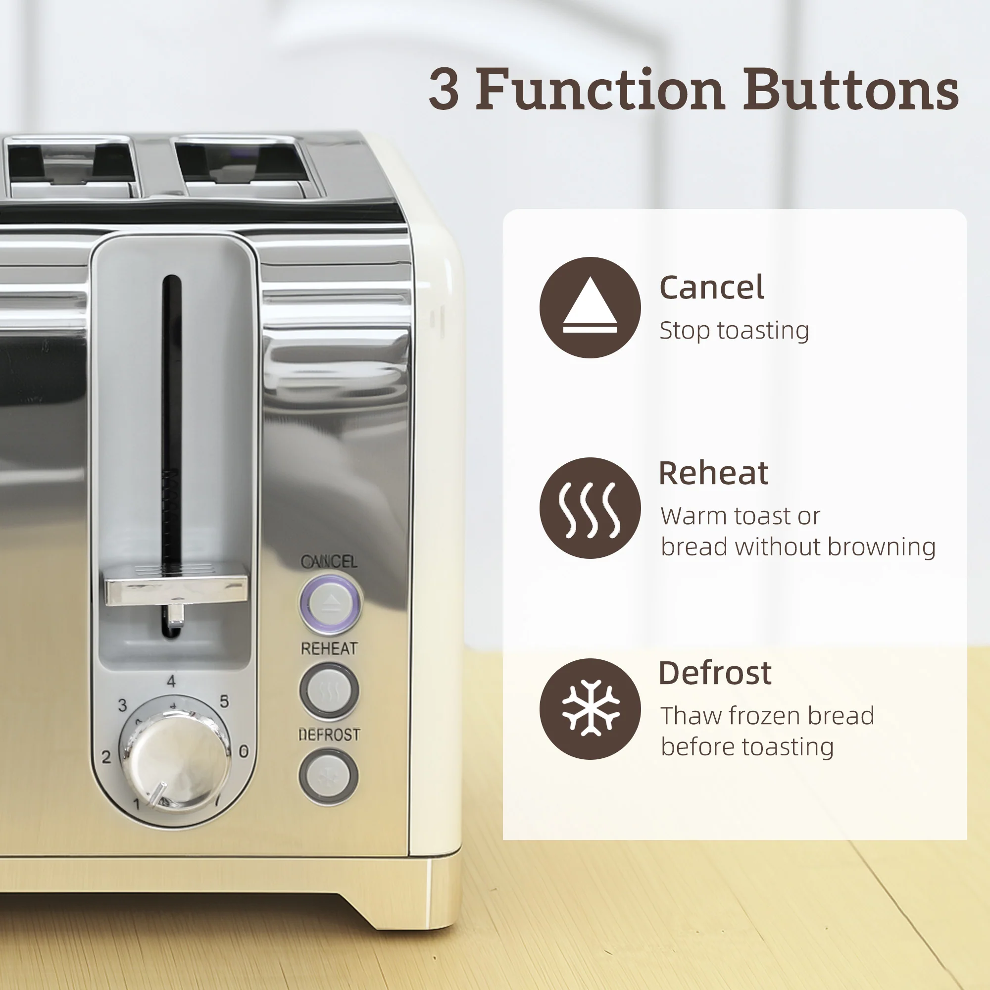 HOMCOM 3000W 1.7L Kettle With Retro Thermometer, 4 Slice Toaster Set, Cream - Image 7