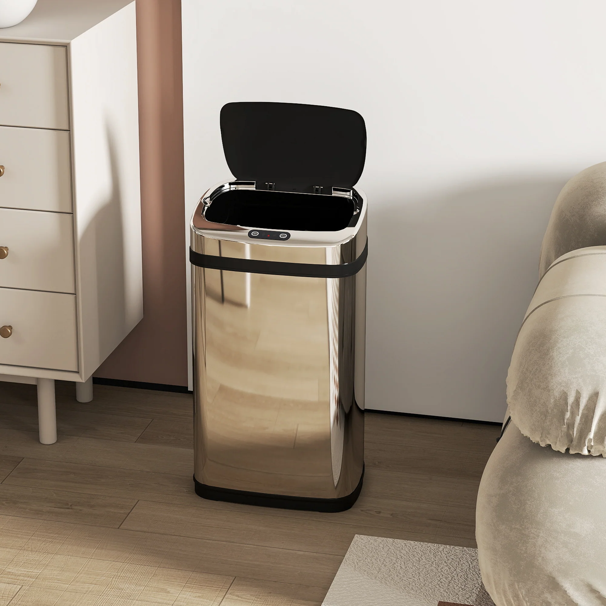 HOMCOM 30L Automatic Silver Kitchen Bin With Lid And Infrared Motion Sensor - Image 10