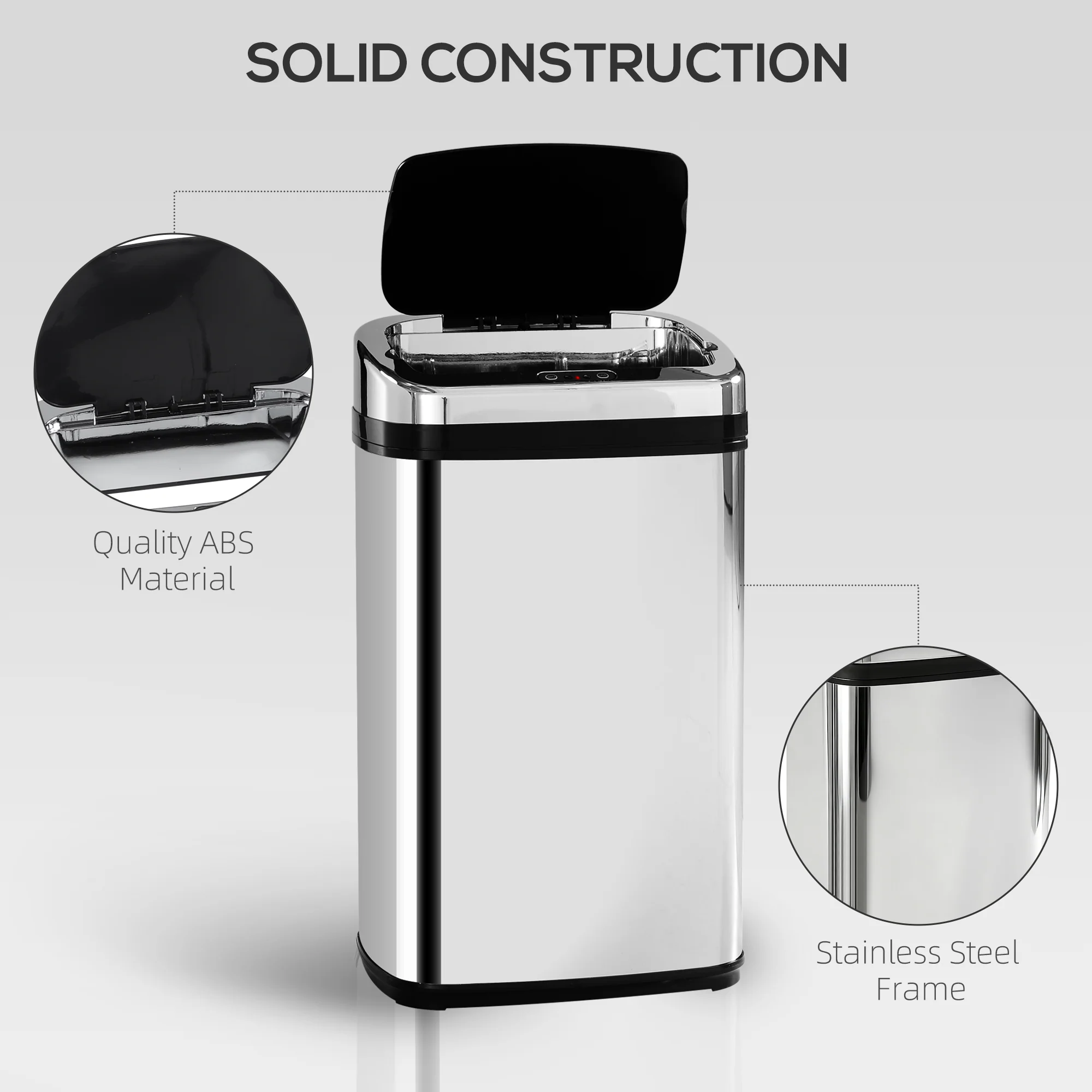 HOMCOM 30L Automatic Silver Kitchen Bin With Lid And Infrared Motion Sensor - Image 7