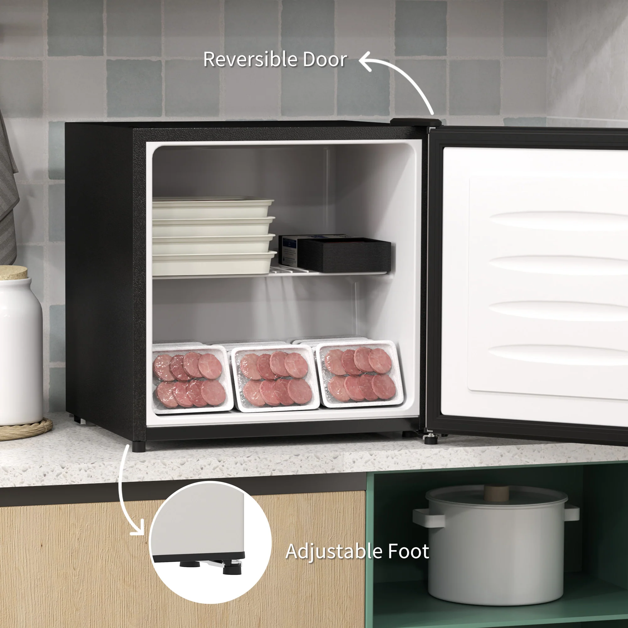 HOMCOM 35L Tabletop Freezer With Adjustable Temperature Wire Shelf Silver - Image 6