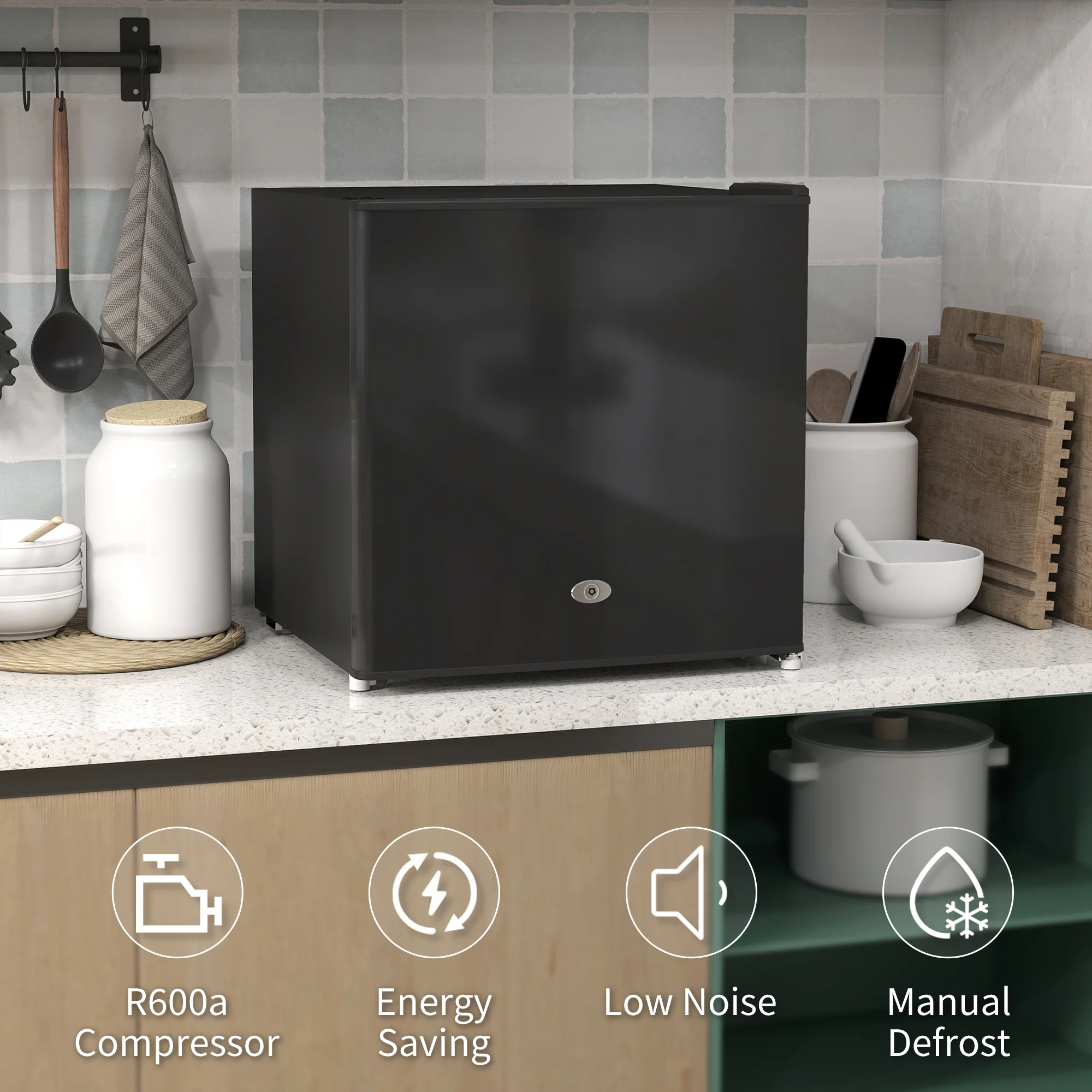 HOMCOM 35L Tabletop Freezer With Removable Wire Shelf And Two Keys - Image 8