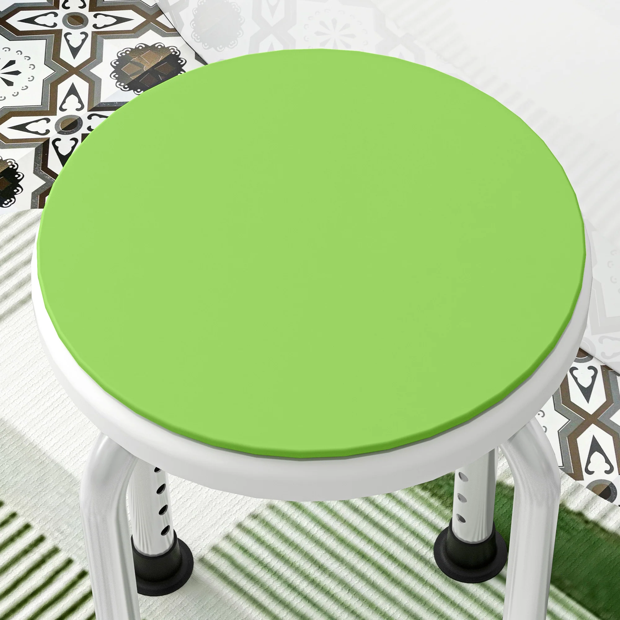 HOMCOM 360 Degree Swivel Shower Stool W/ Non-Slip Feet For Disabled Green - Image 9
