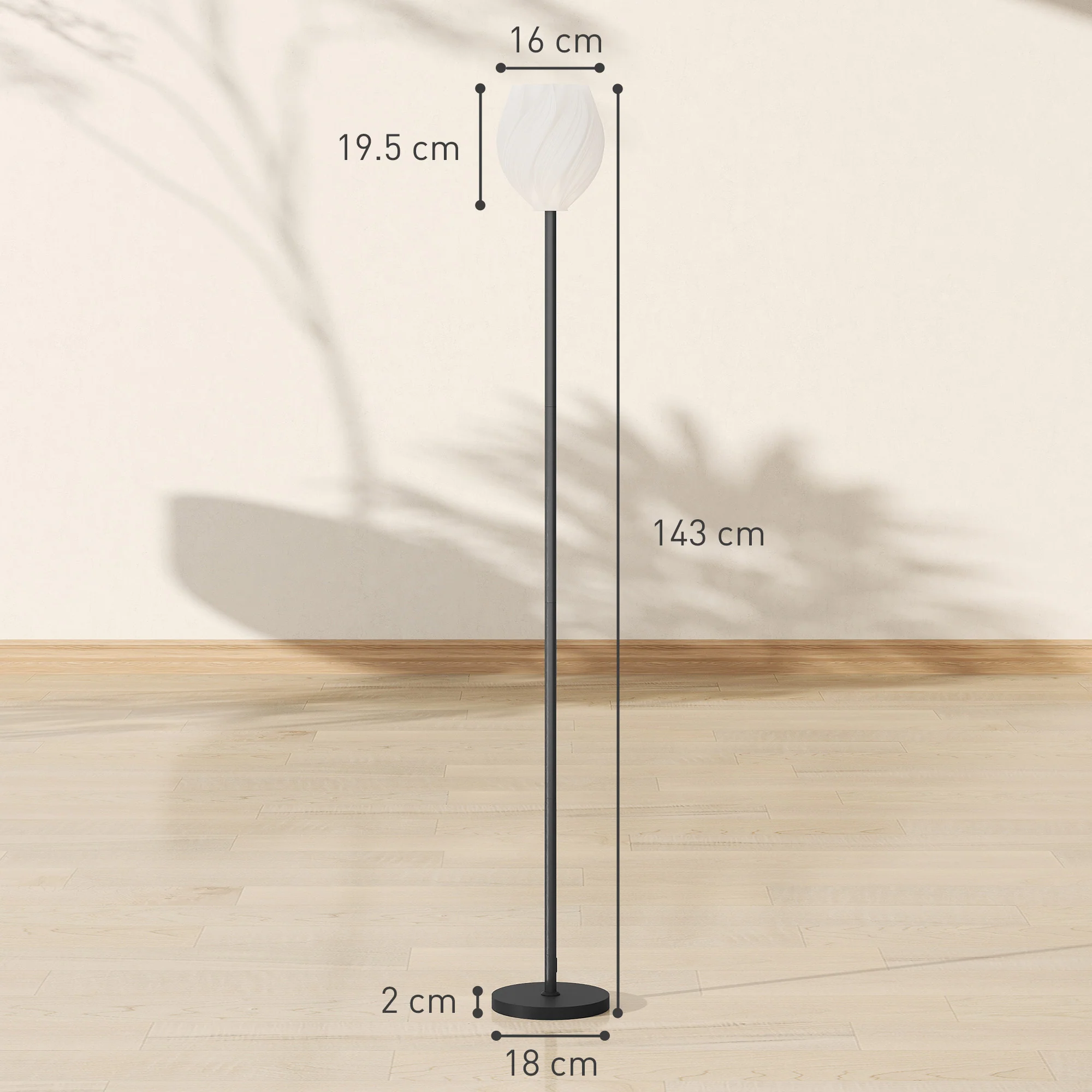 HOMCOM 3D Printed Standing Lamp with Rose Shade, 3 Colour Temperature, White - Image 5