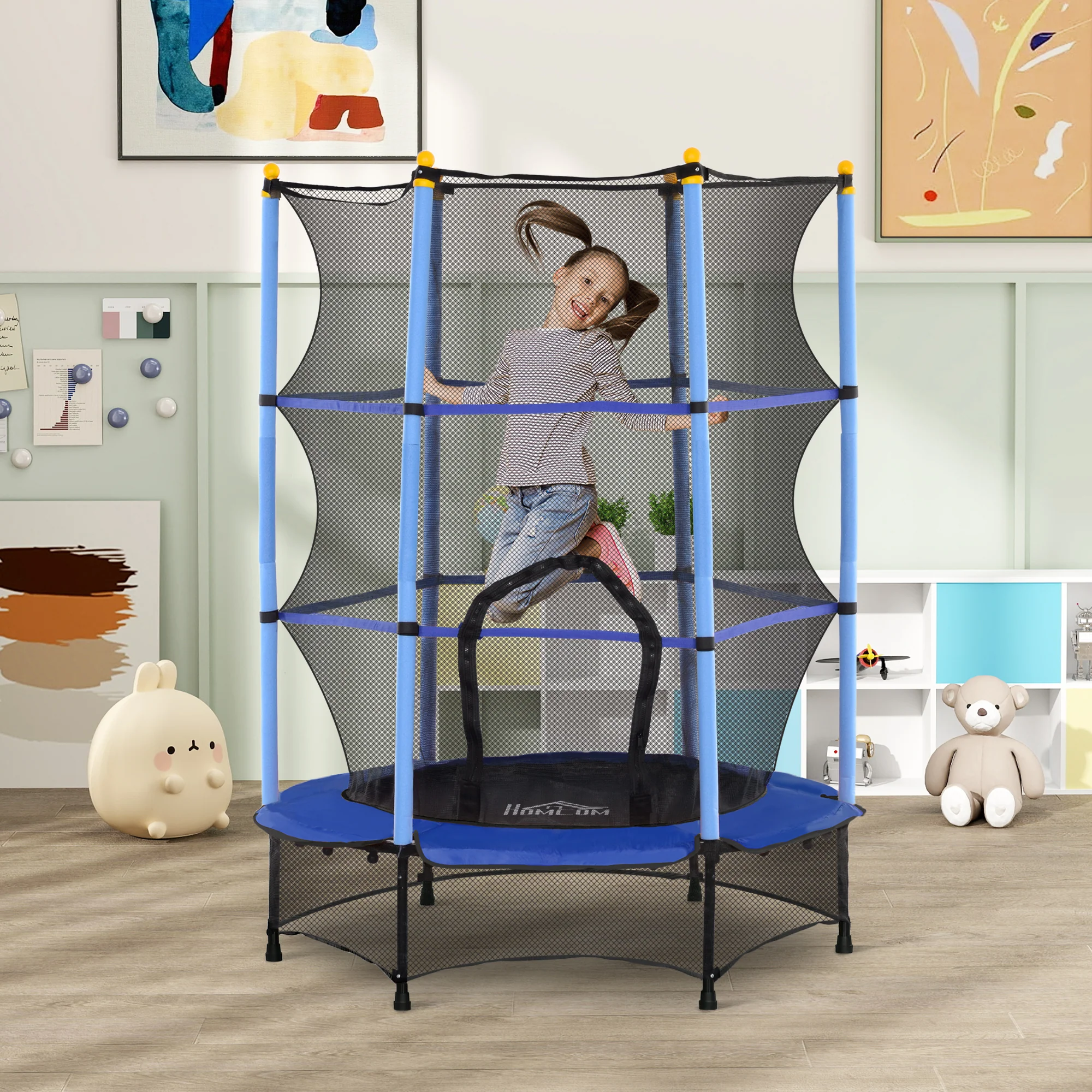 HOMCOM 4.6FT/75 Inch Kids Trampoline With Safety Enclosure, Indoor Outdoor - Image 18