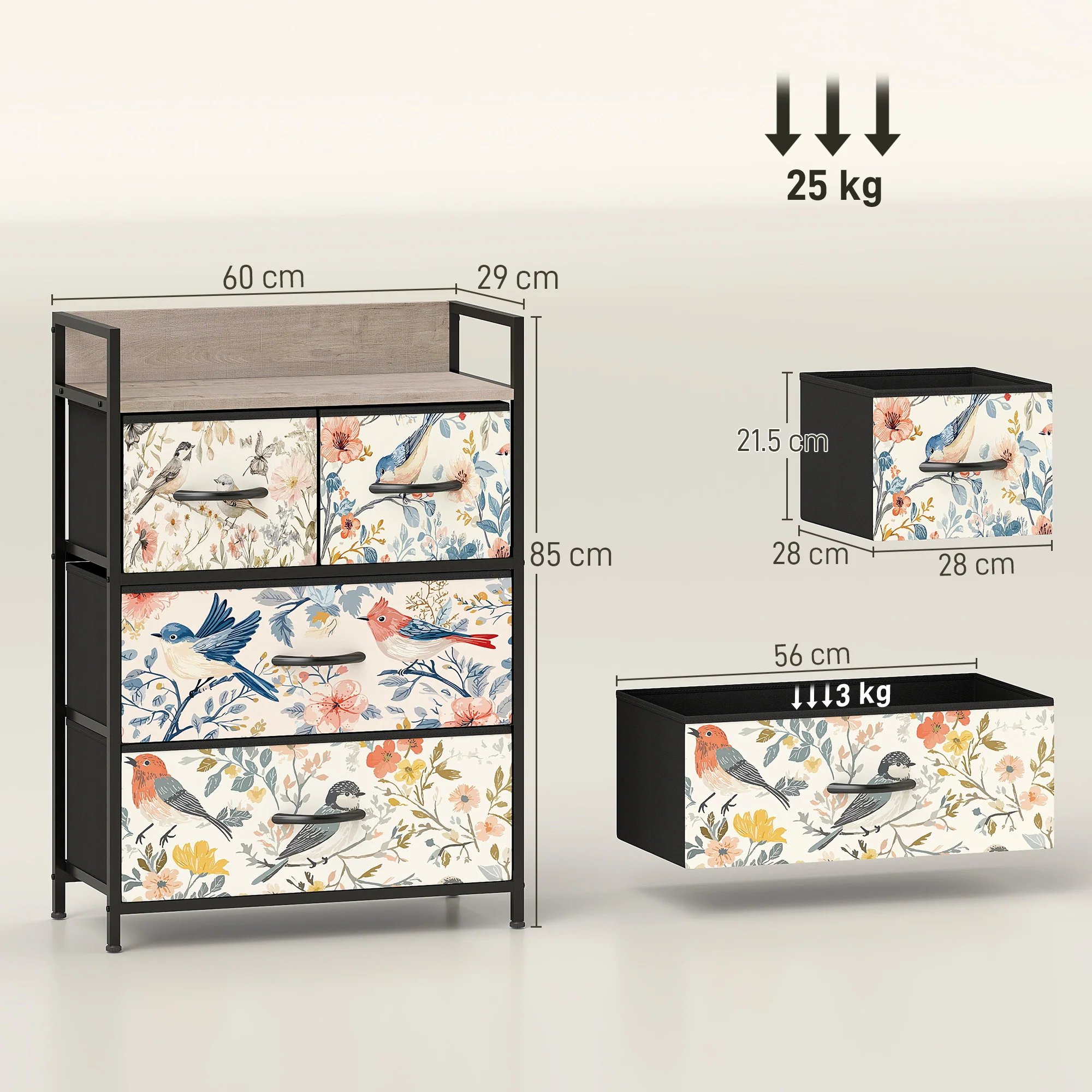 HOMCOM 4-Drawer Chest Of Drawers Fabric Dresser With Open Shelf - Image 14