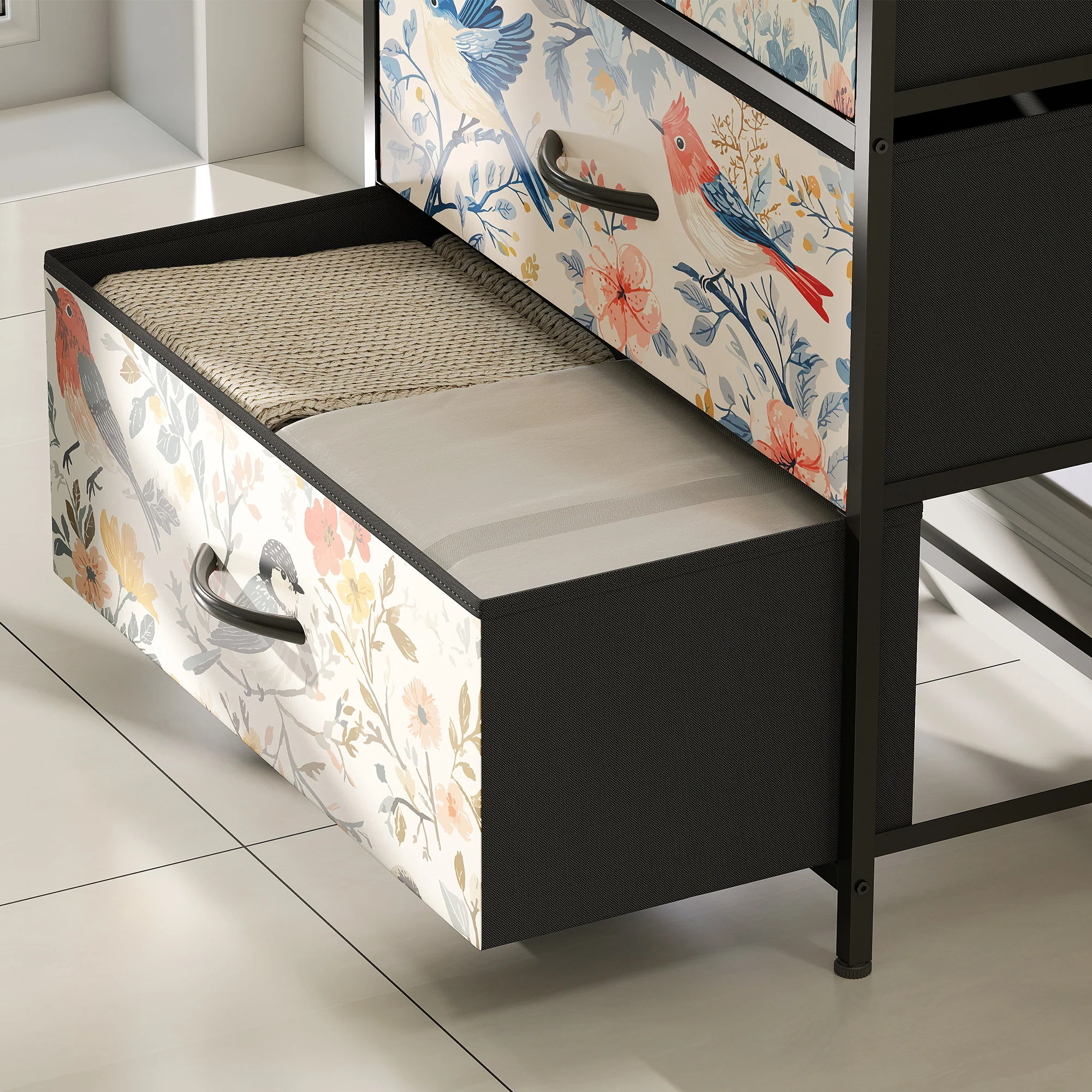 HOMCOM 4-Drawer Chest Of Drawers Fabric Dresser With Open Shelf - Image 18