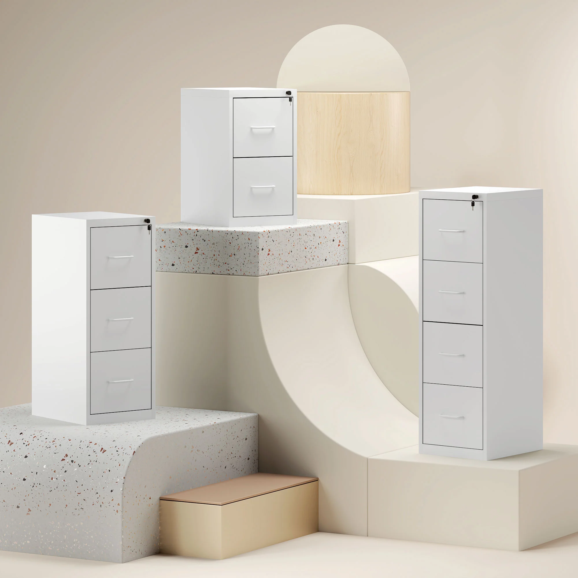 HOMCOM 4 Drawer Filing Cabinet Steel File Cabinet for A4 Letter Size White - Image 6