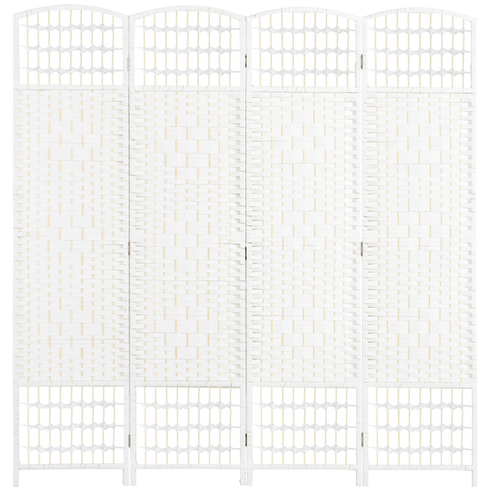 HOMCOM 4 Panel Folding Room Divider, 170cm Freestanding Privacy Screen, White