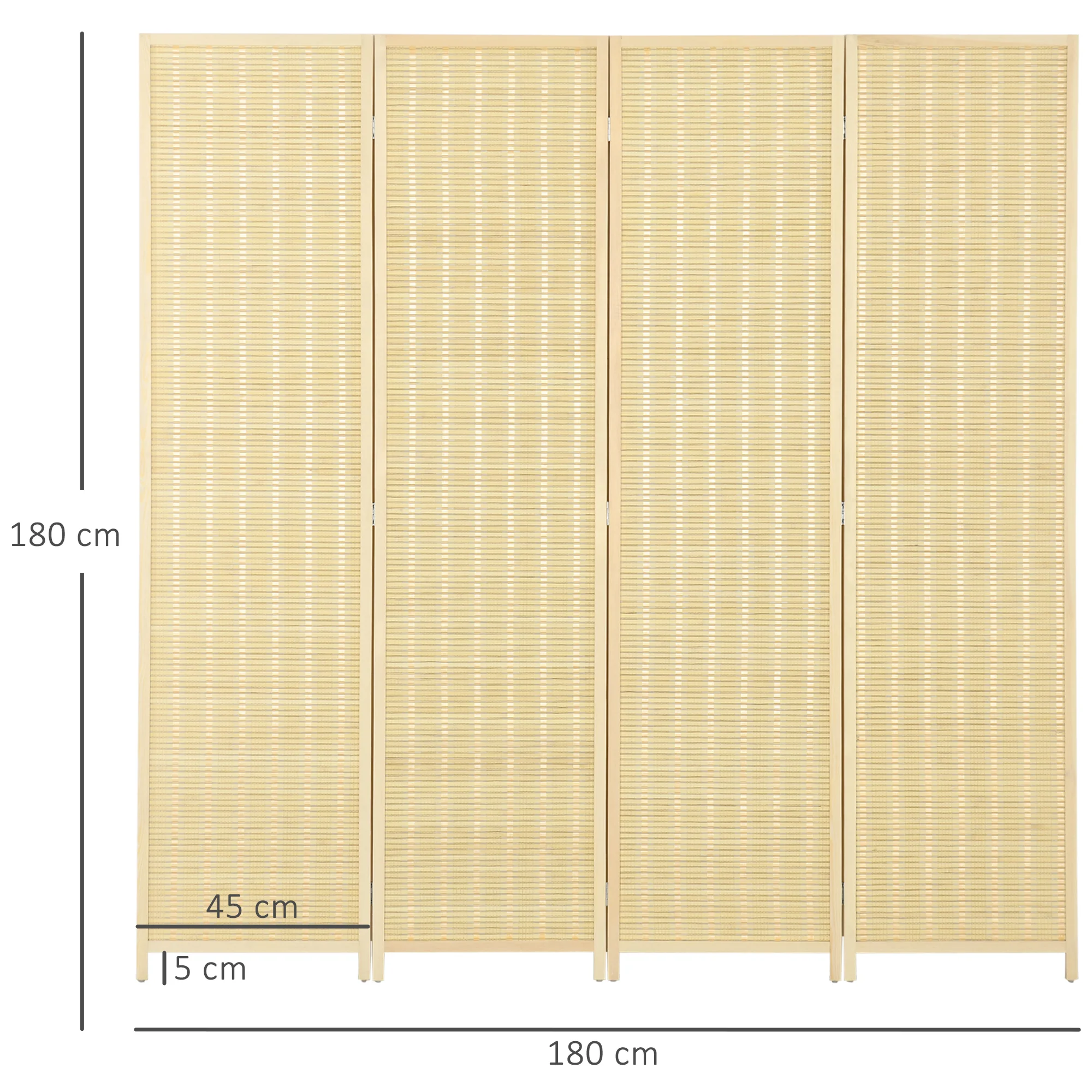 HOMCOM 4 Panel Folding Room Divider 170cm Wall Privacy Screen Protector Natural - Image 5