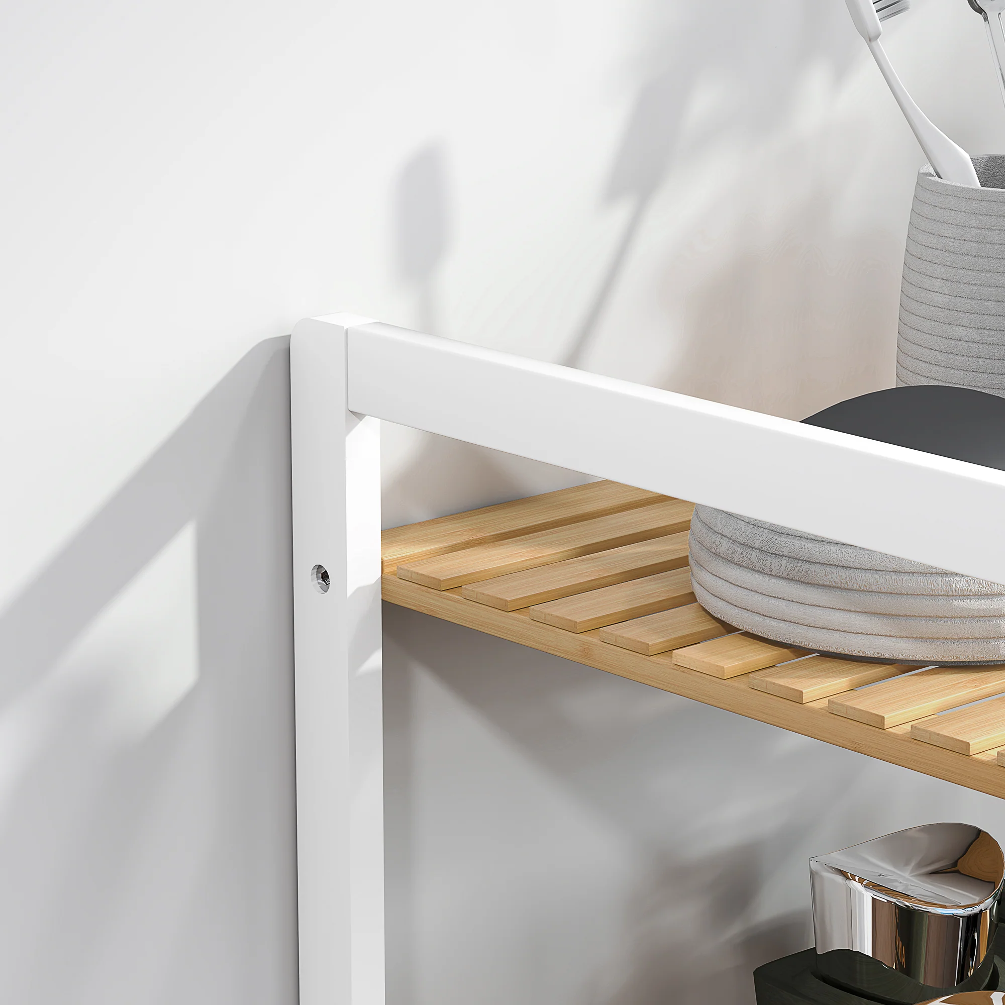 HOMCOM 4-Tier Bamboo Bathroom Storage Shelf with Adjustable Rack - Image 17