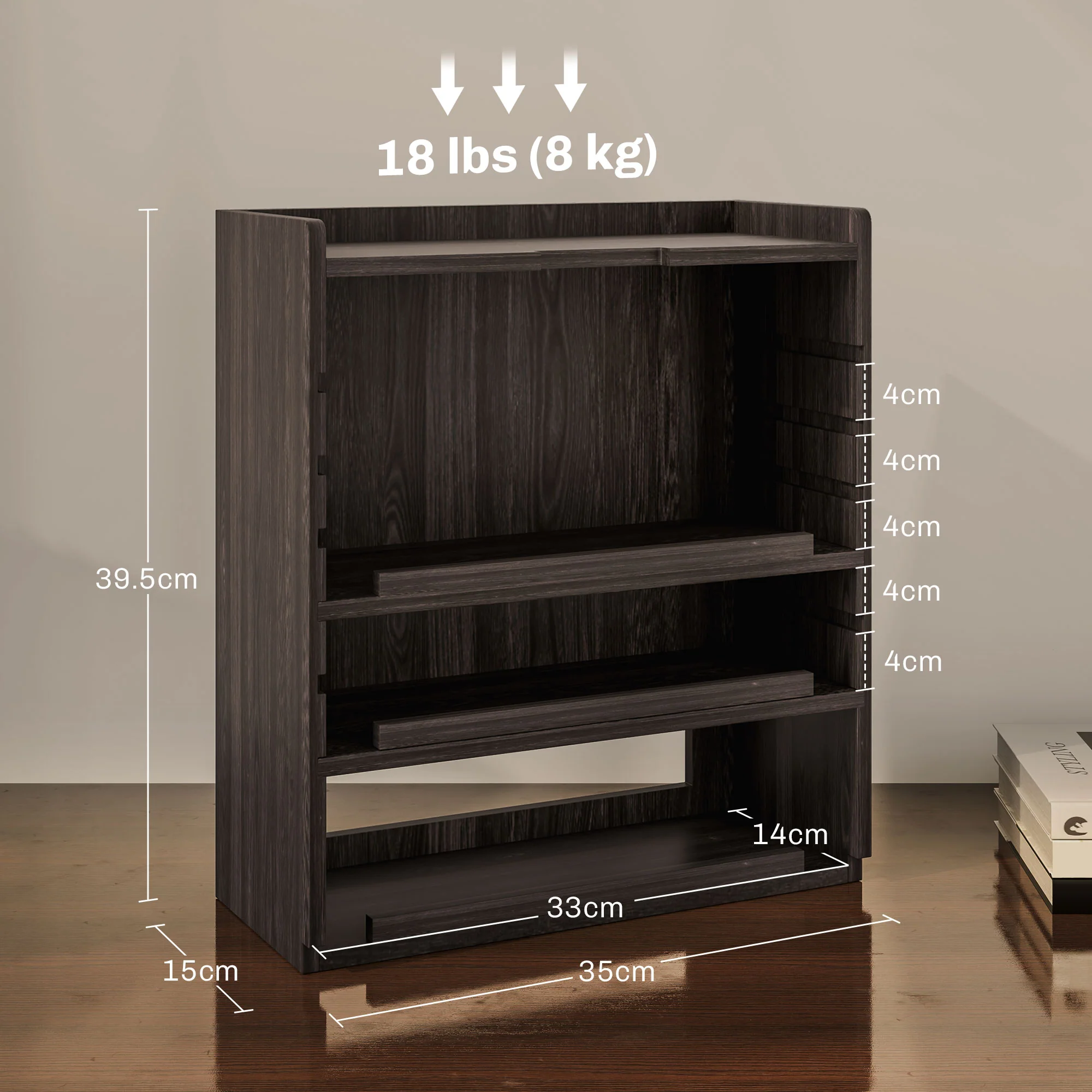 HOMCOM 4-Tier Desktop Organiser With Cable Management For Stationery - Oak/Dark Brown - Image 13