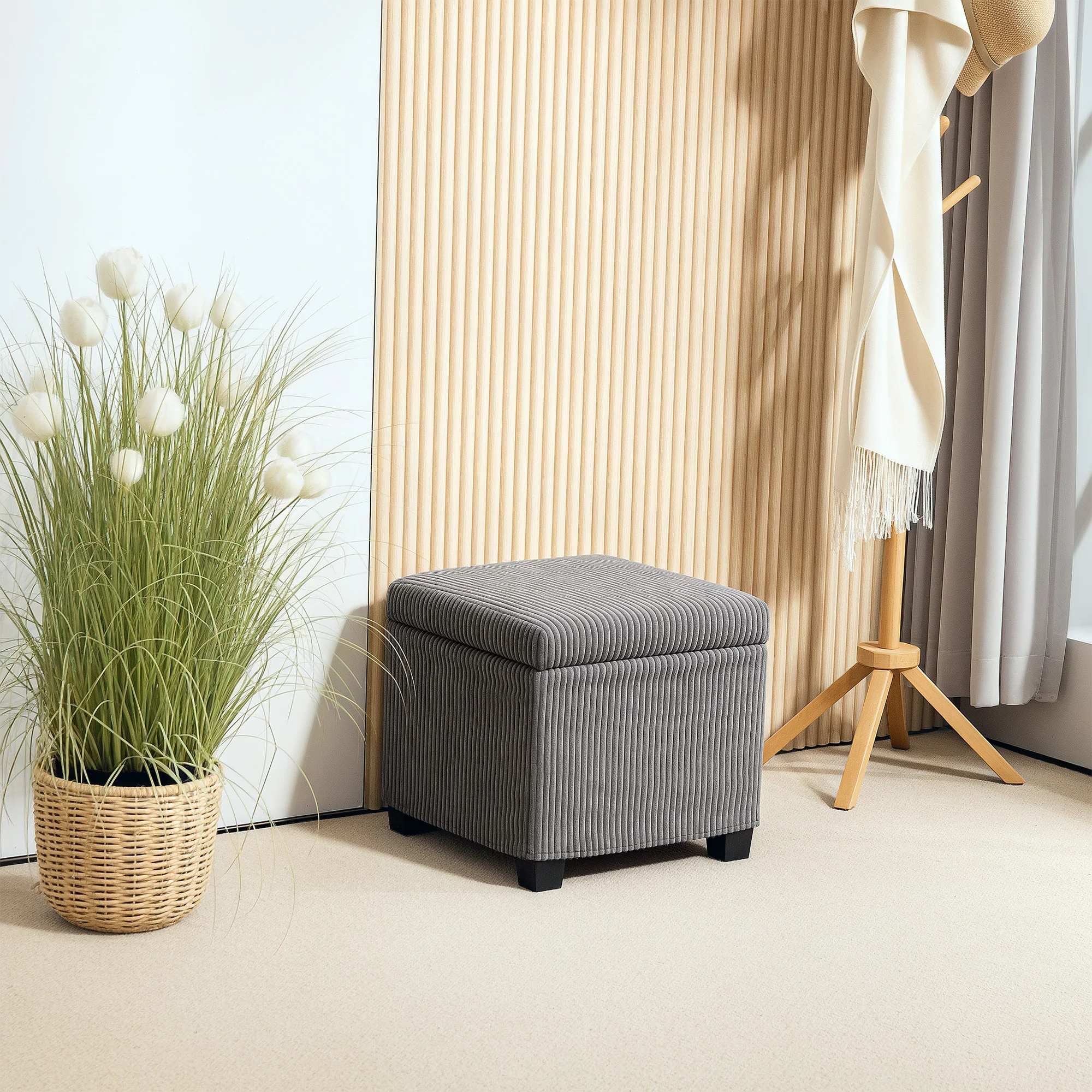 HOMCOM 40 cm Ottoman Storage Box with Removable Lid, Foot Rest - Image 11