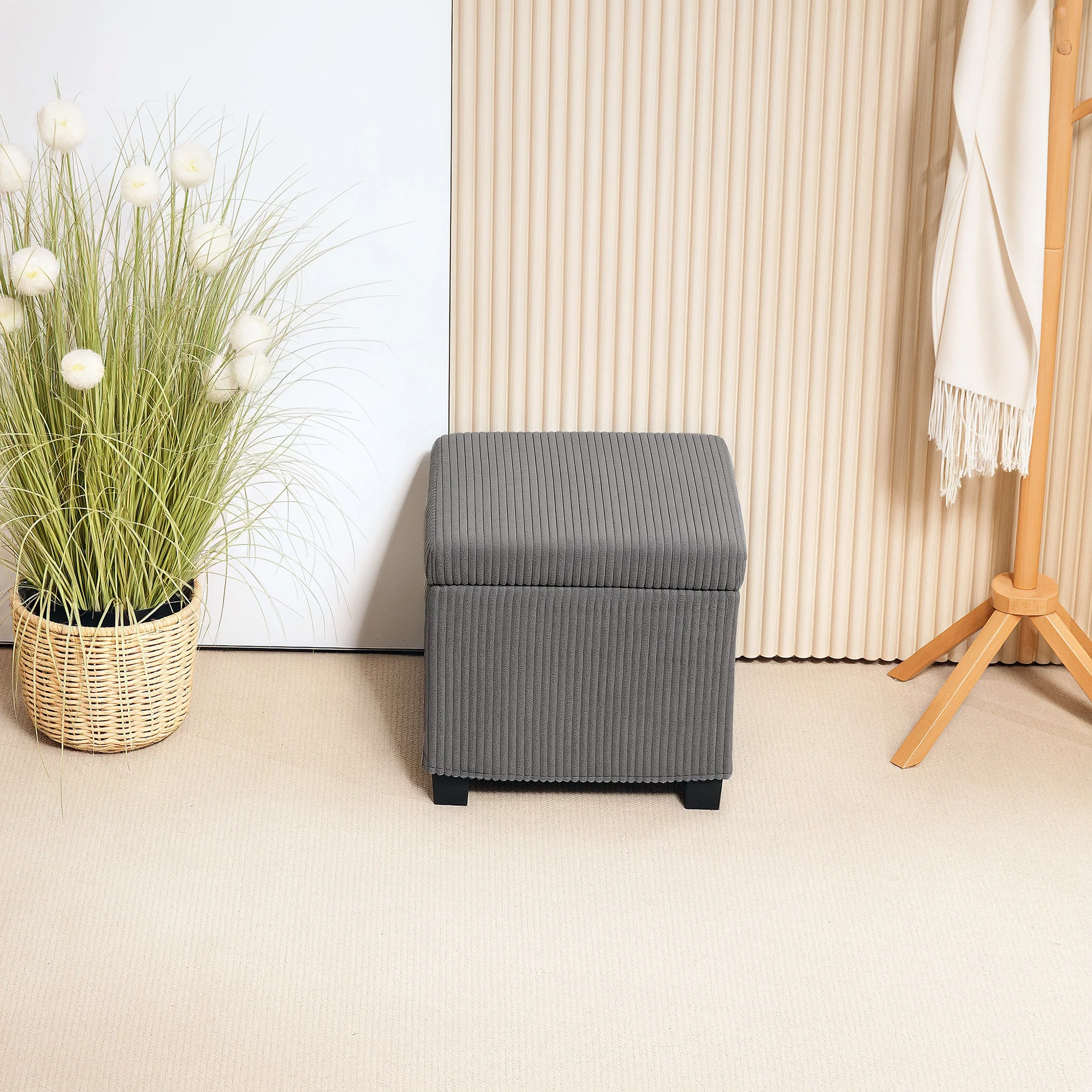 HOMCOM 40 cm Ottoman Storage Box with Removable Lid, Foot Rest - Image 18