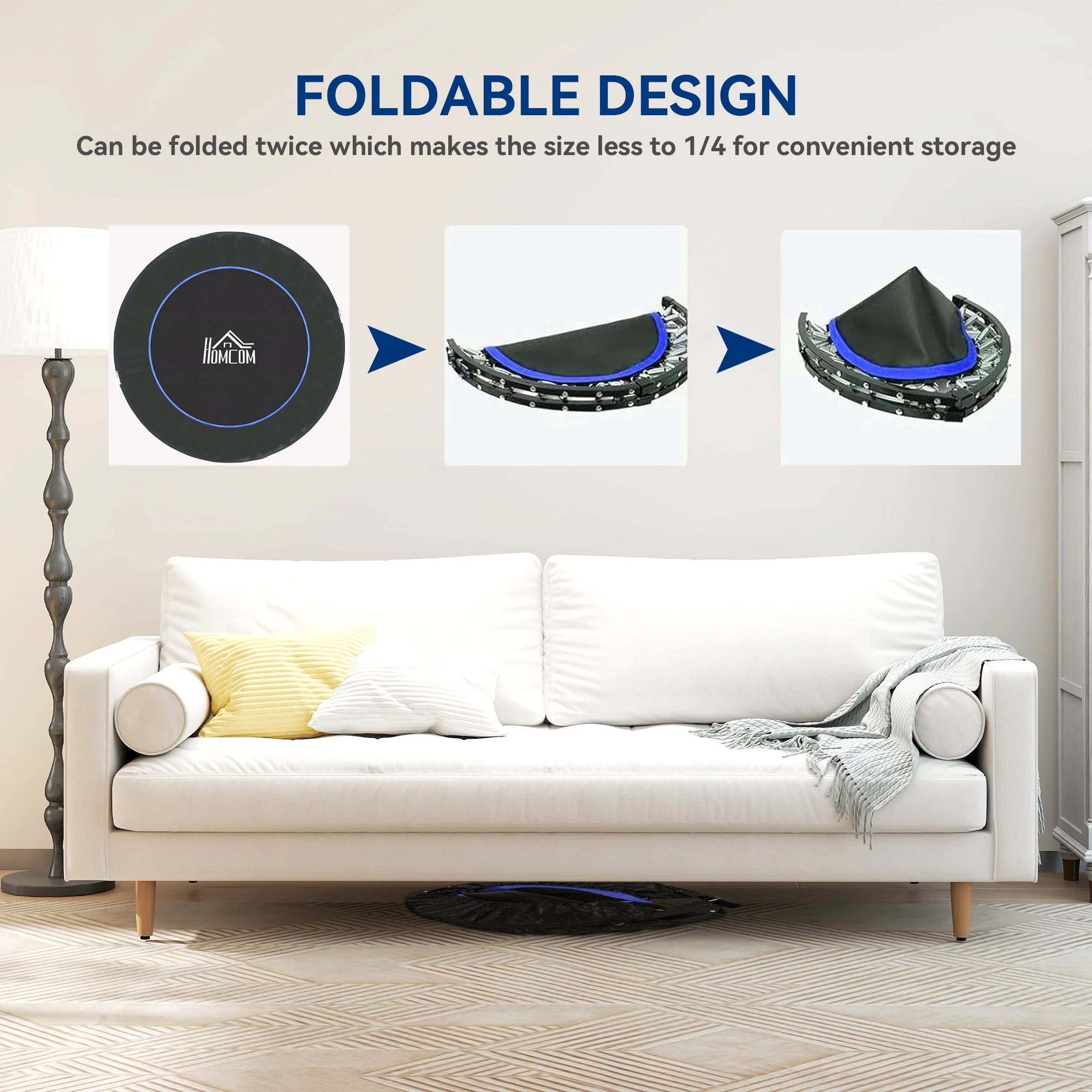 HOMCOM 40" Foldable Mini Fitness Trampoline W/ Foam Handle 122 CM - Image 13