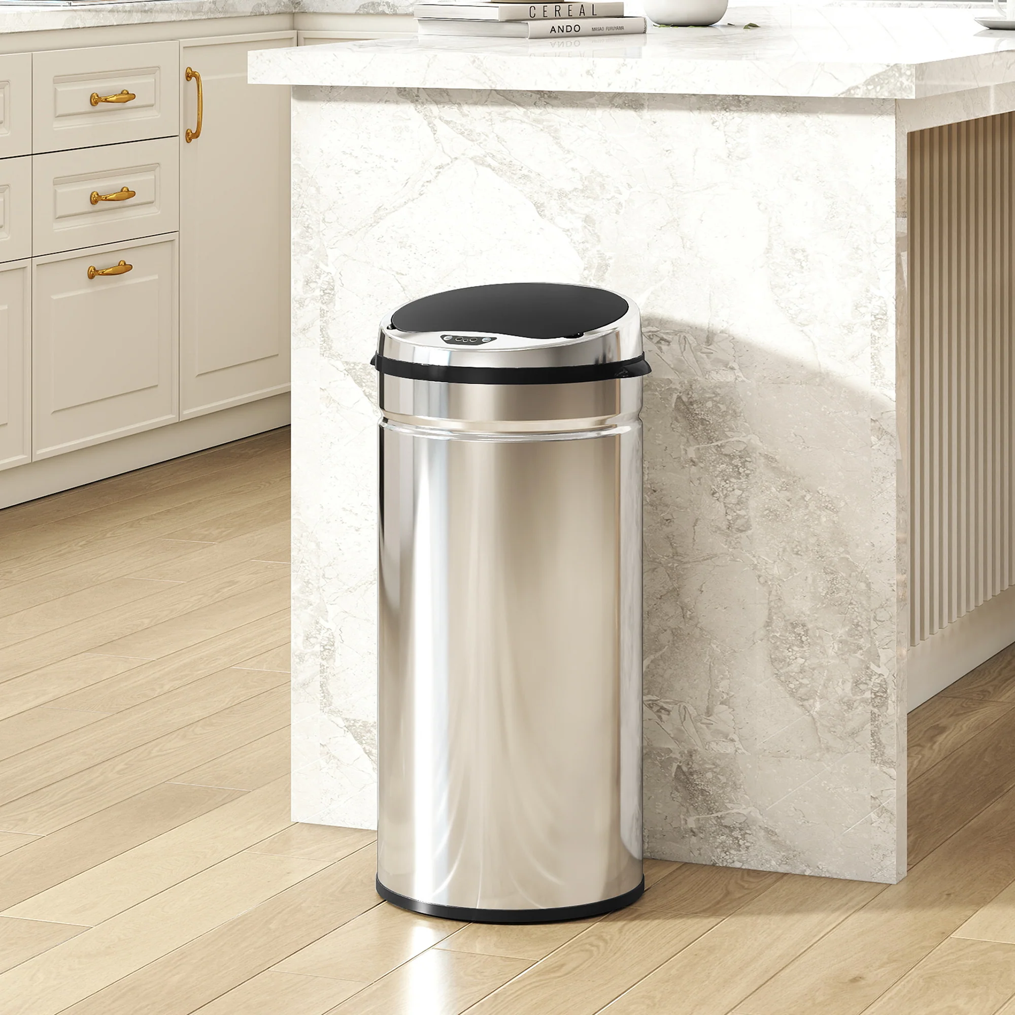 HOMCOM 42L Sensor Bin, Stainless Steel Kitchen Bin With Automatic Close - Image 2