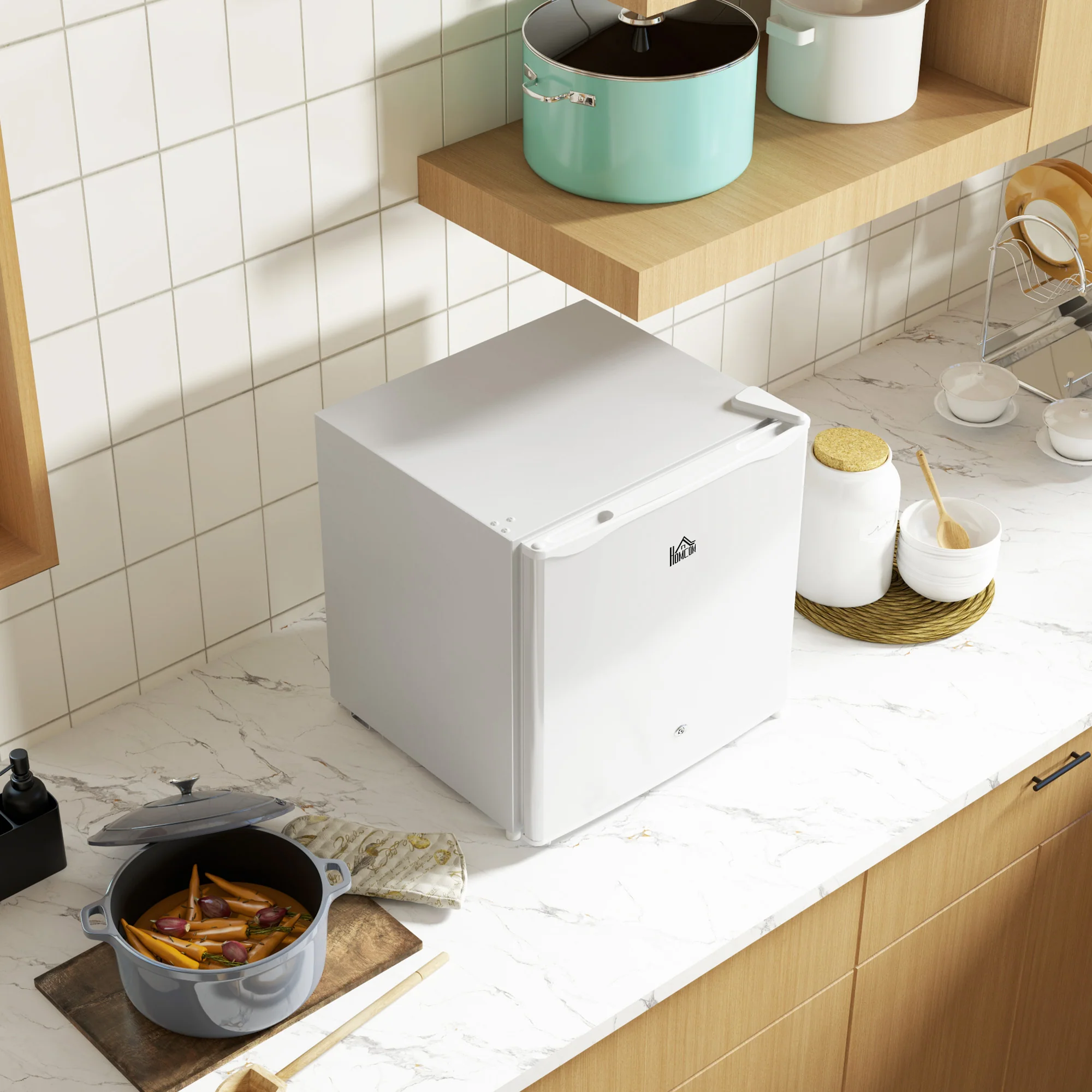 HOMCOM 46L Counter Top Fridge Mini Fridge With Lock Chiller Box - Image 17