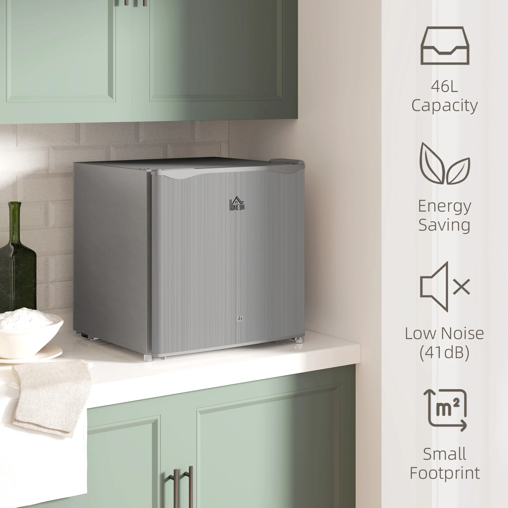 HOMCOM 46L Counter Top Fridge Mini Fridge With Lock Chiller Box - Image 21