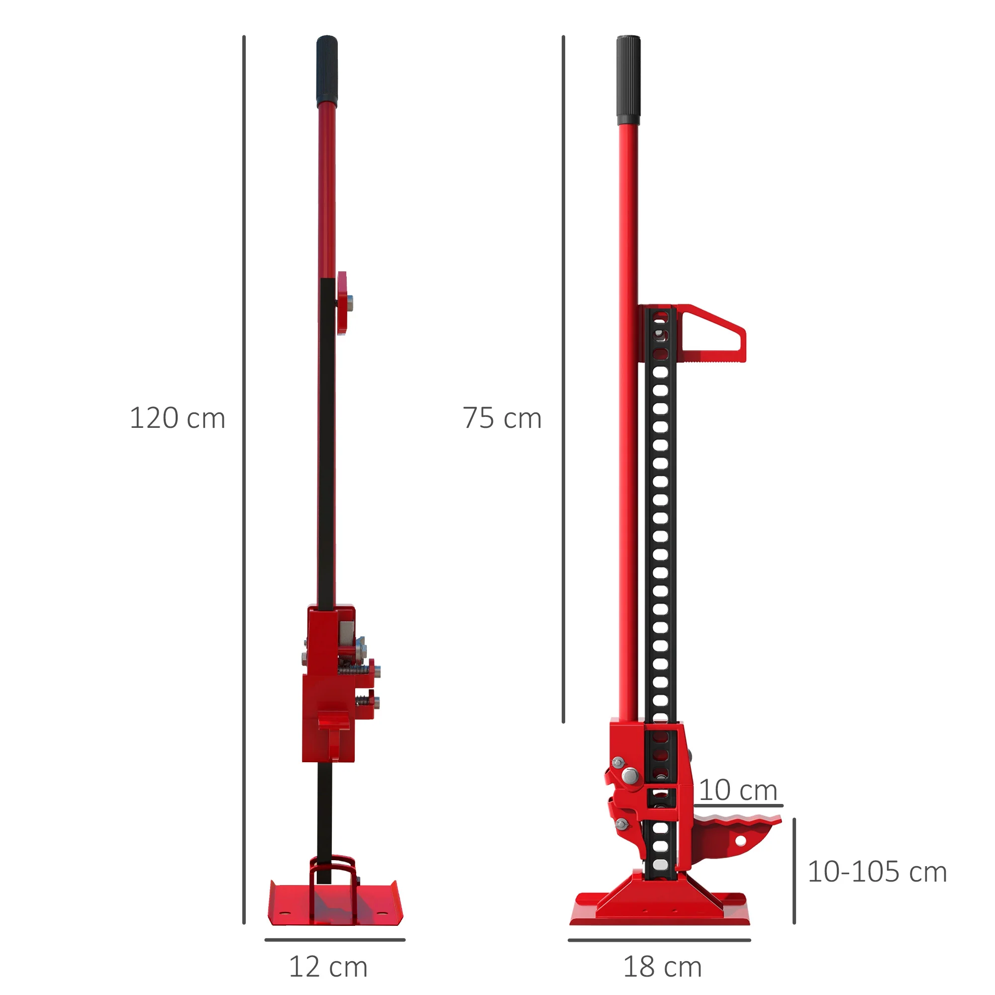 HOMCOM 48 Inch 3 Tonne High Lift Farm Jack For 4x4 Tractors Trucks, Red - Image 5