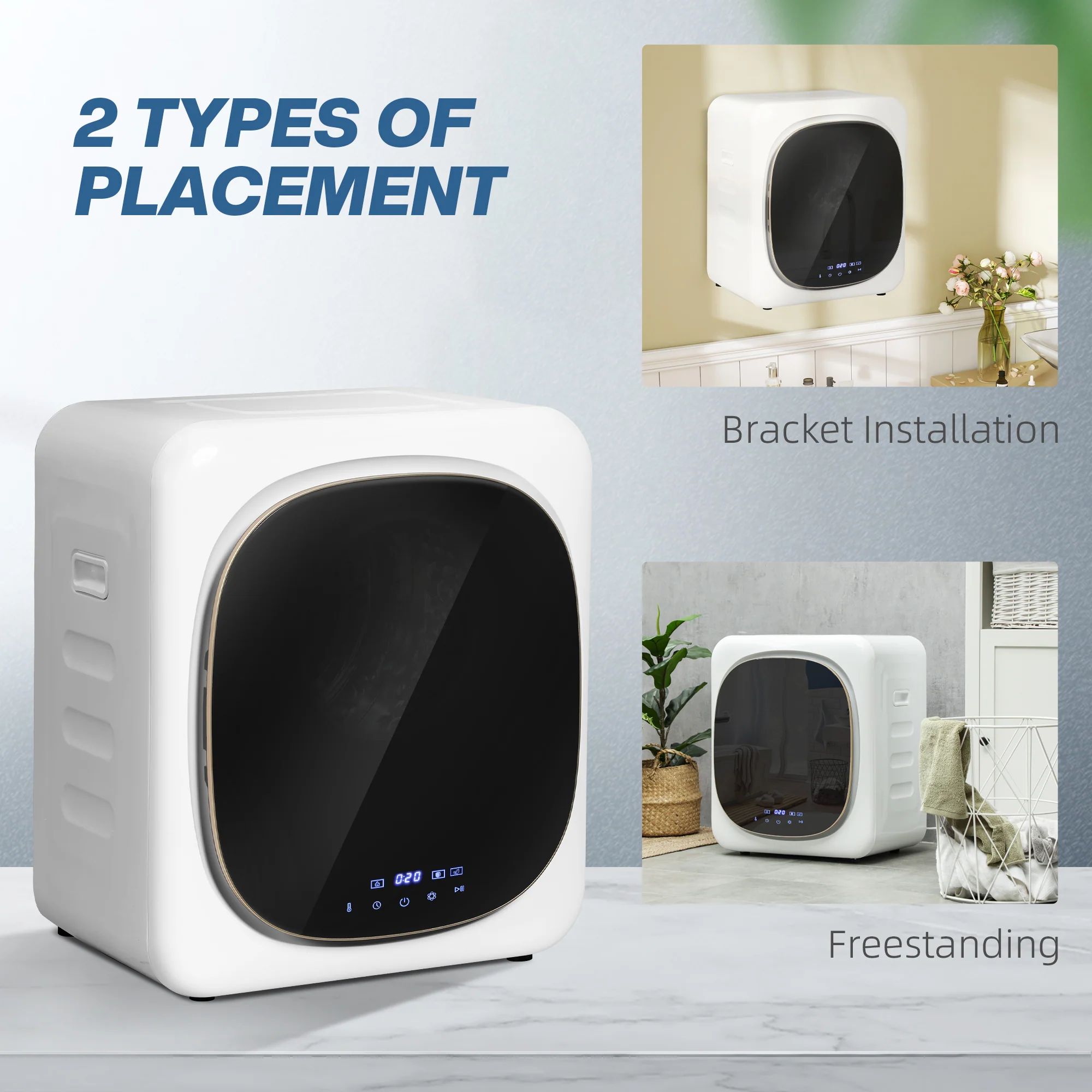 HOMCOM 4kg 800W Vented Tumble Dryer With Deodorize, Smart Mode - Image 8