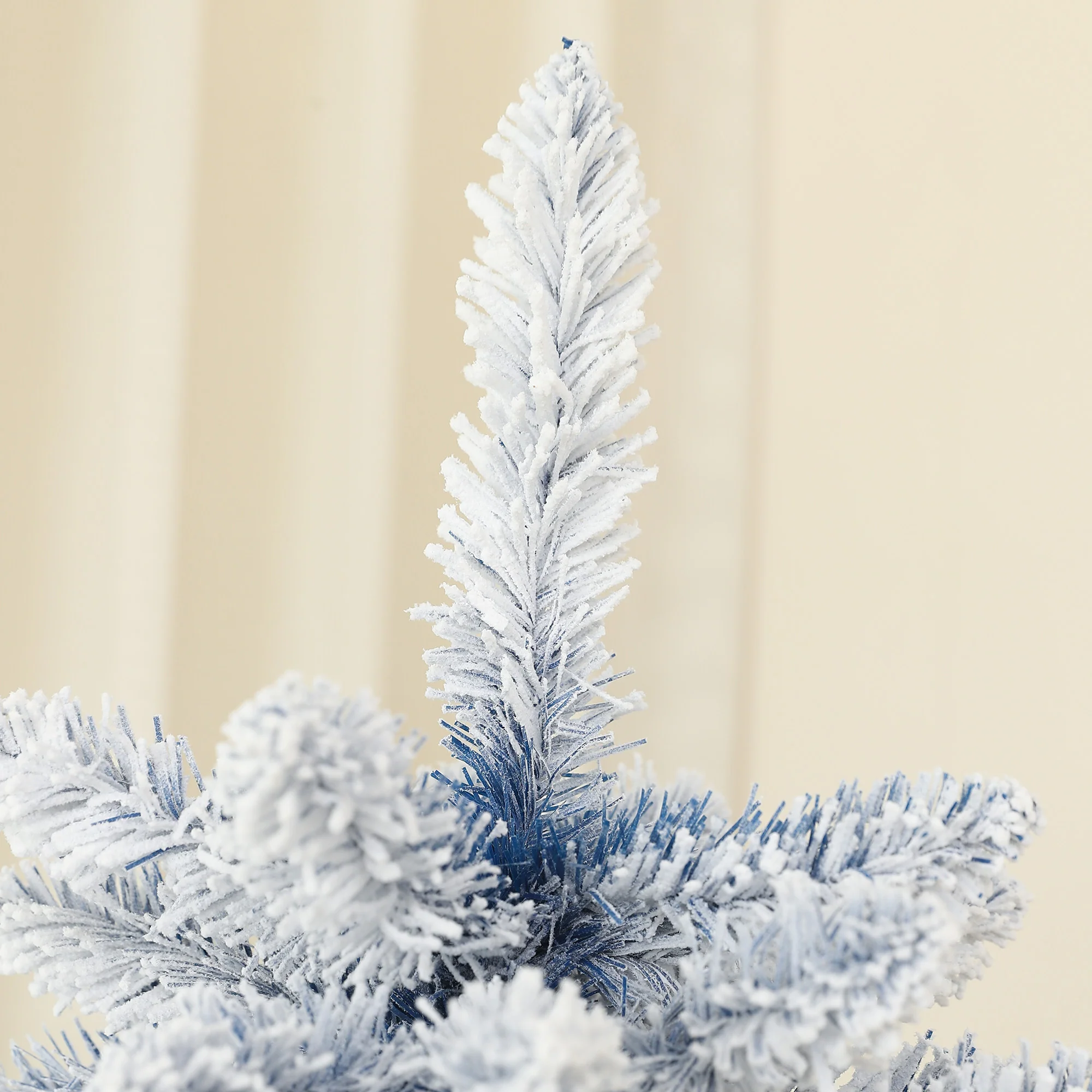 HOMCOM 5 Foot Artificial Blue Snow Flocked Christmas Tree With Hinged Branches - Image 8