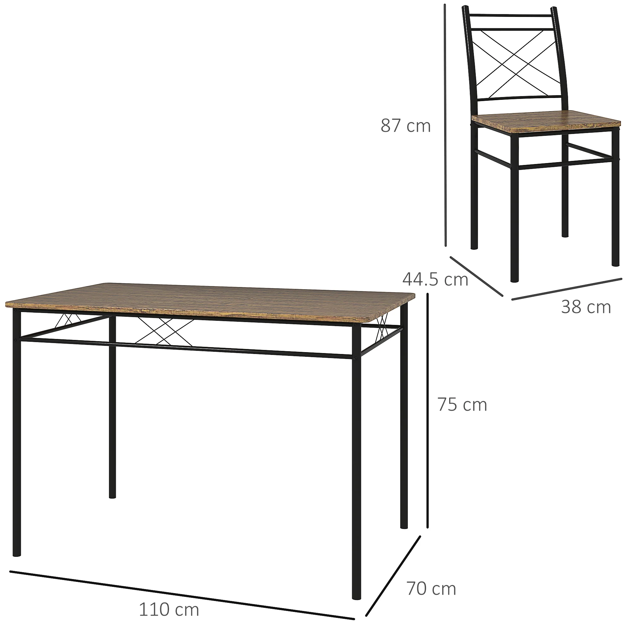 HOMCOM 5 Piece Dining Table and Chairs Set, Space Saving, Oak - Image 5