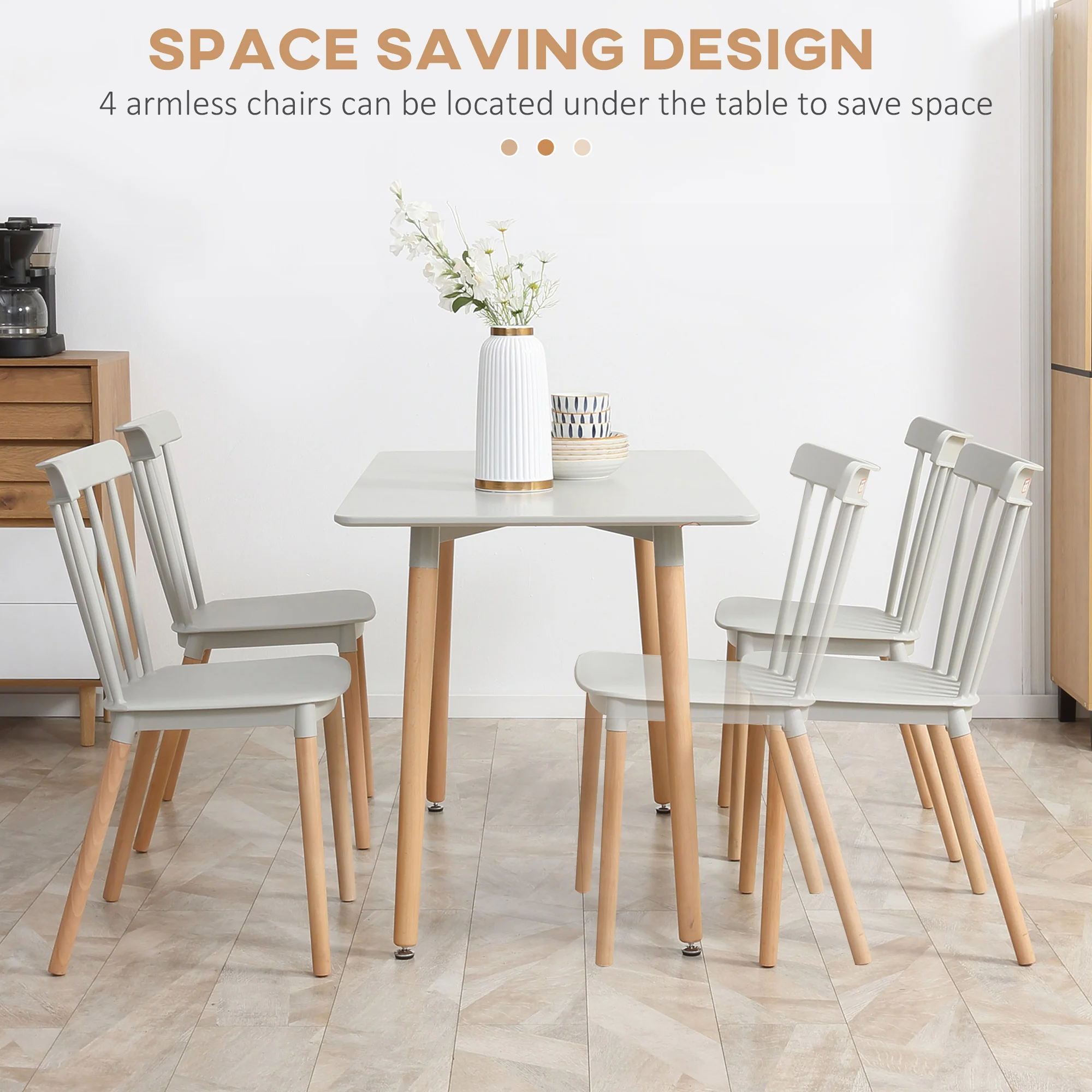 HOMCOM 5 Piece Dining Table and Chairs Set with Wood Legs for Small Spaces - Image 4