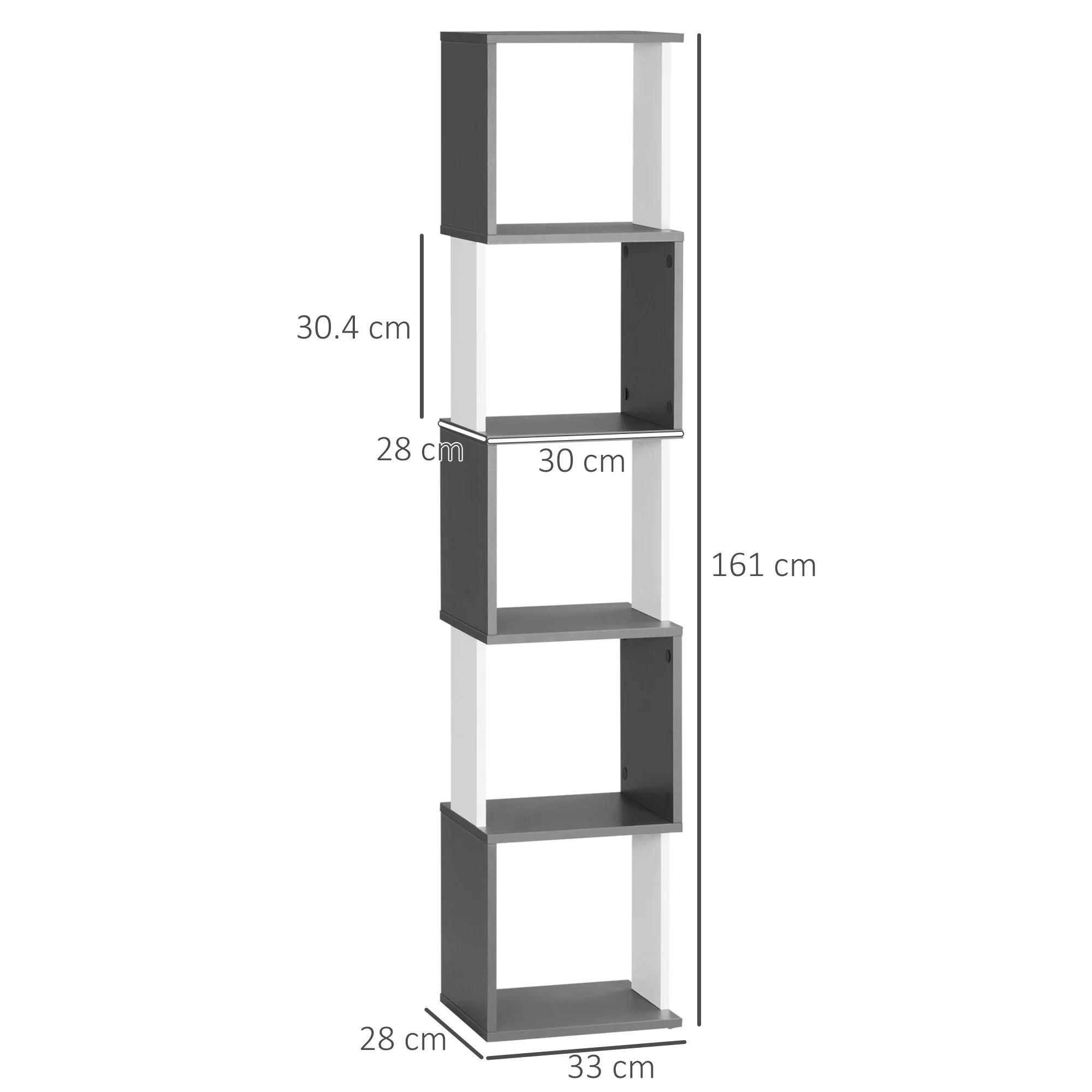HOMCOM 5-Tier Bookshelf Freestanding Bookcase Storage Shelves, White - Image 5