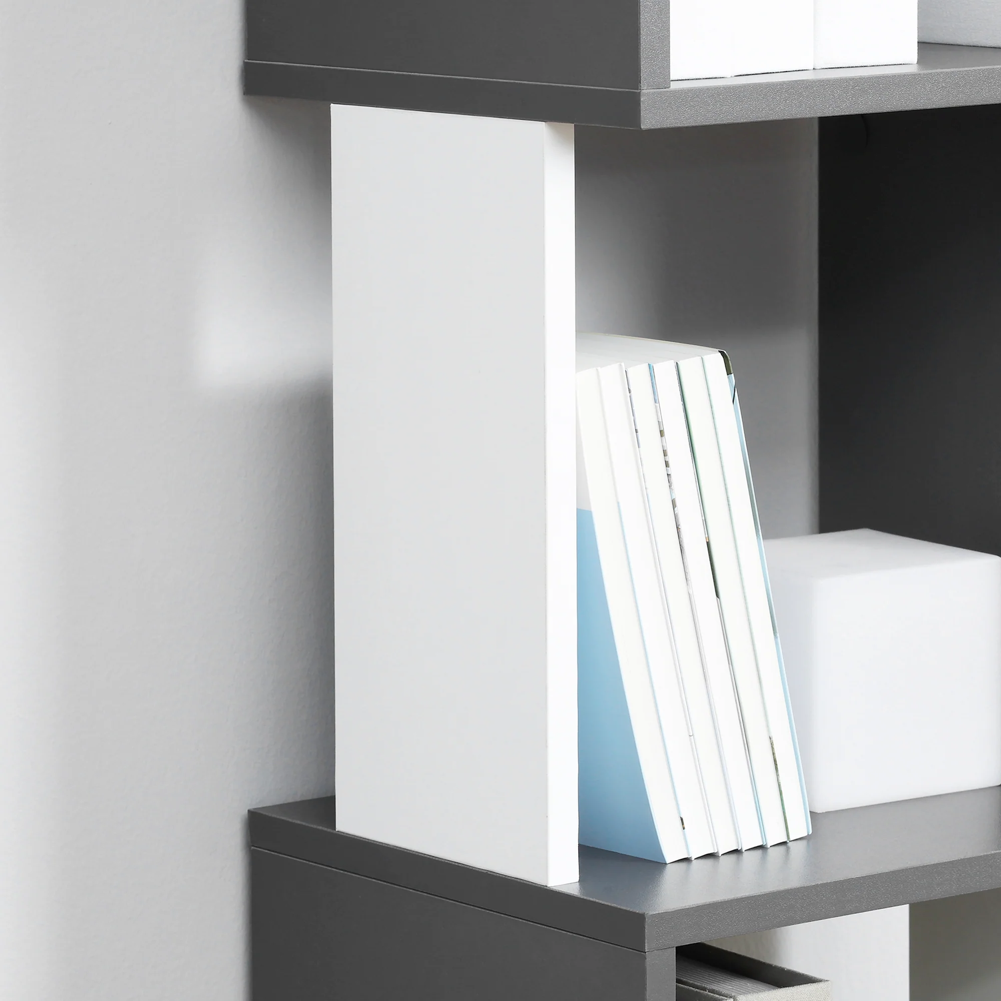 HOMCOM 5-Tier Bookshelf Freestanding Bookcase Storage Shelves, White - Image 7