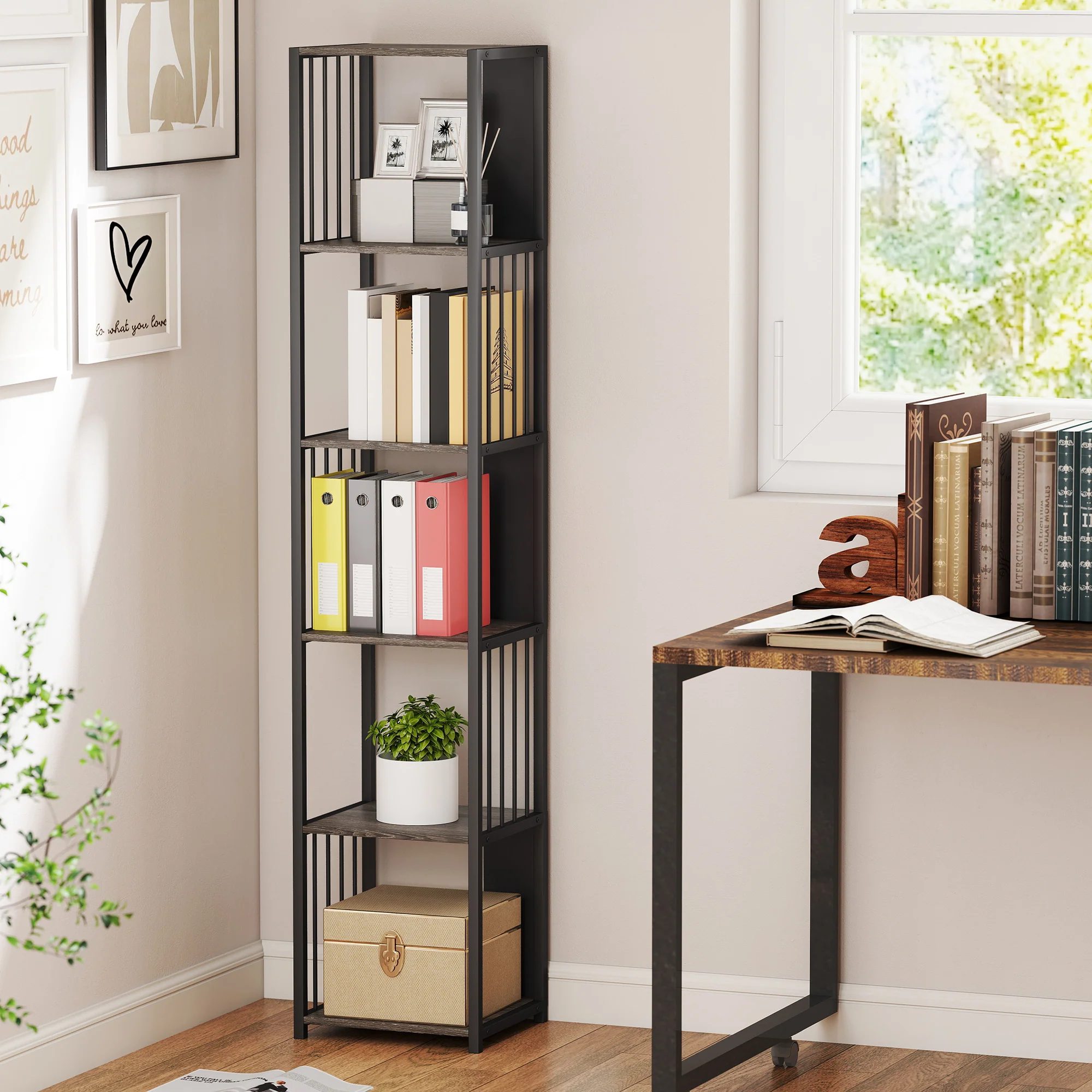 HOMCOM 5-Tier Bookshelf, Freestanding Display Storage Unit - Image 2