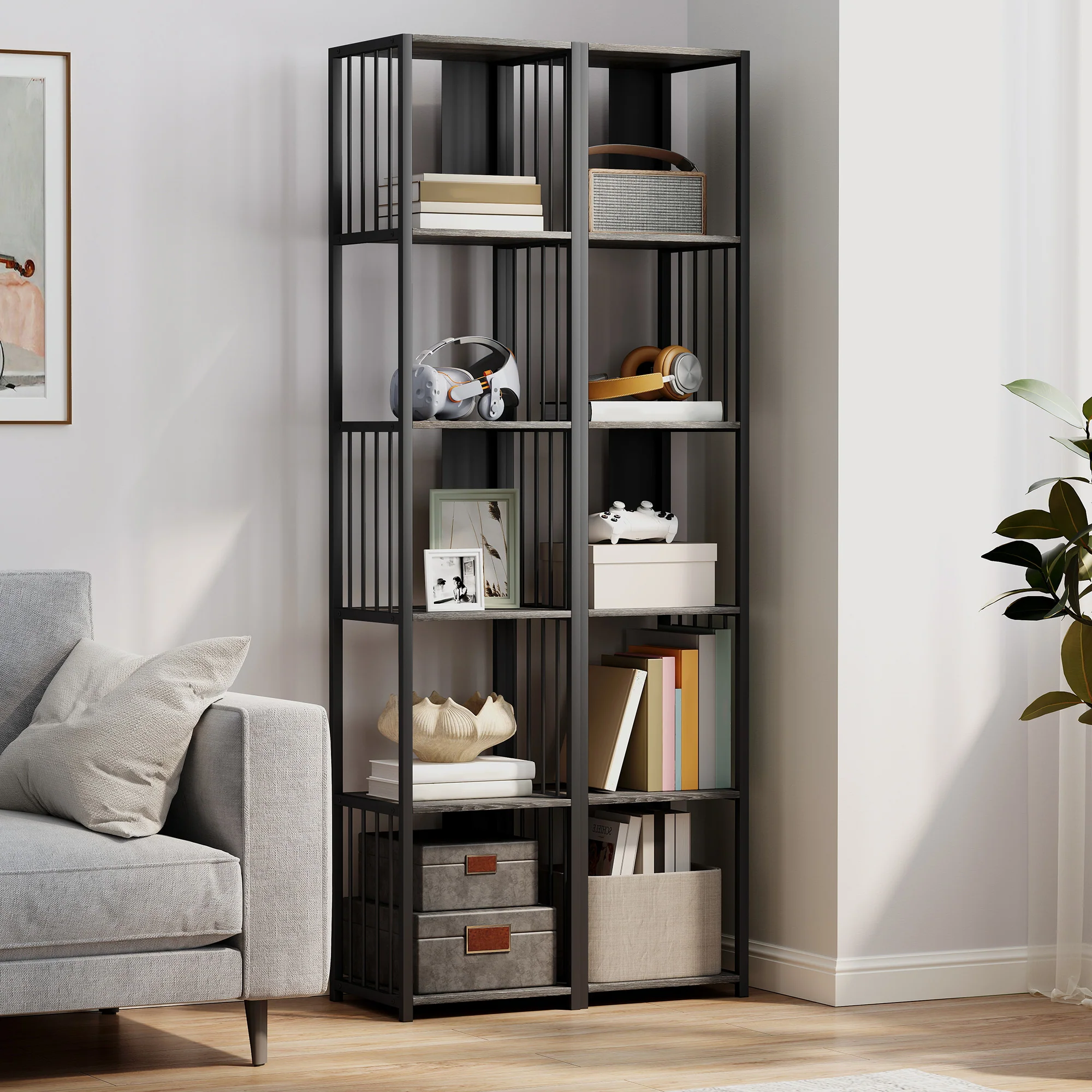 HOMCOM 5-Tier Bookshelf, Freestanding Display Storage Unit - Image 9