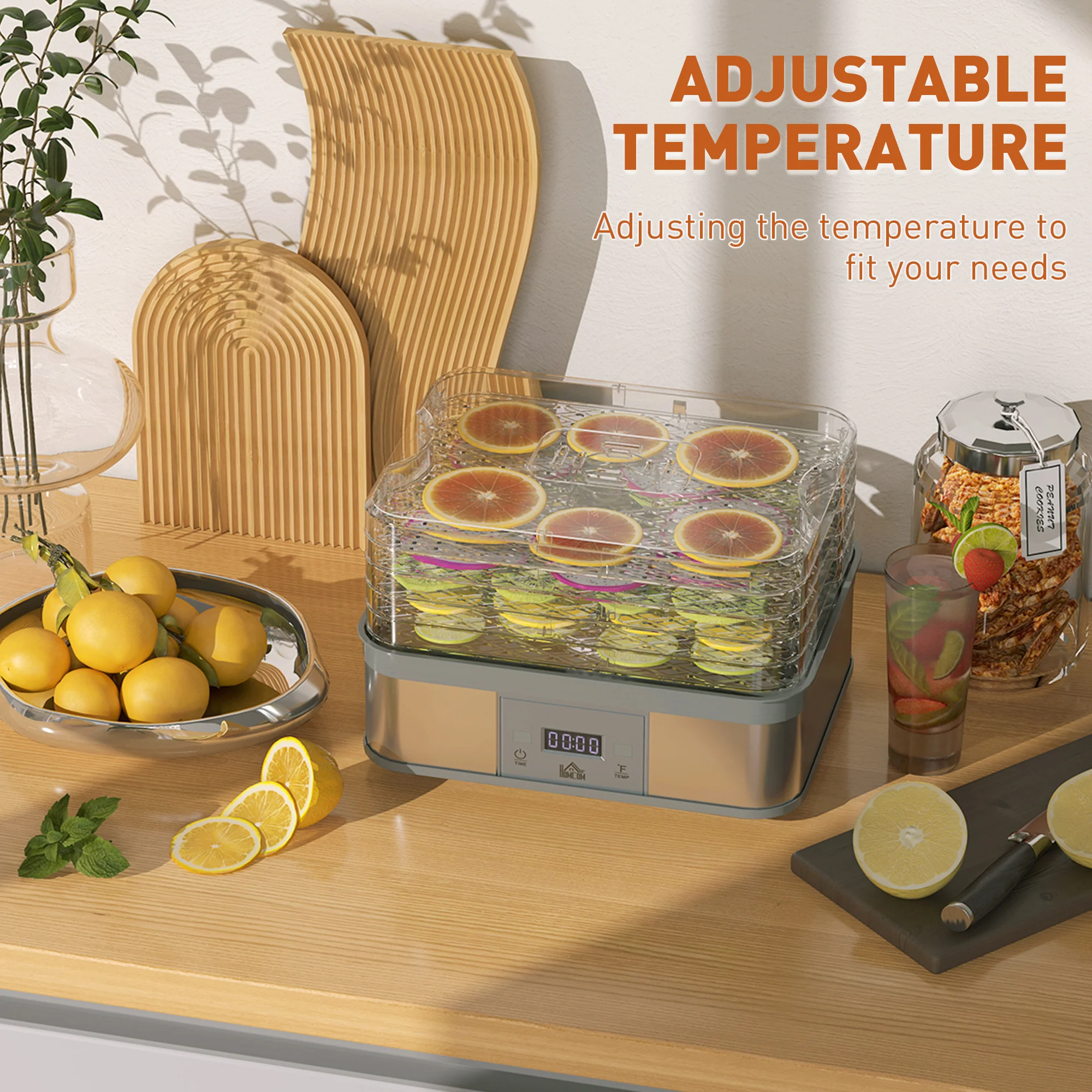 HOMCOM 5 Tier Food Dehydrator, 245W For Drying Fruit, Meat, Vegetable, White - Image 17